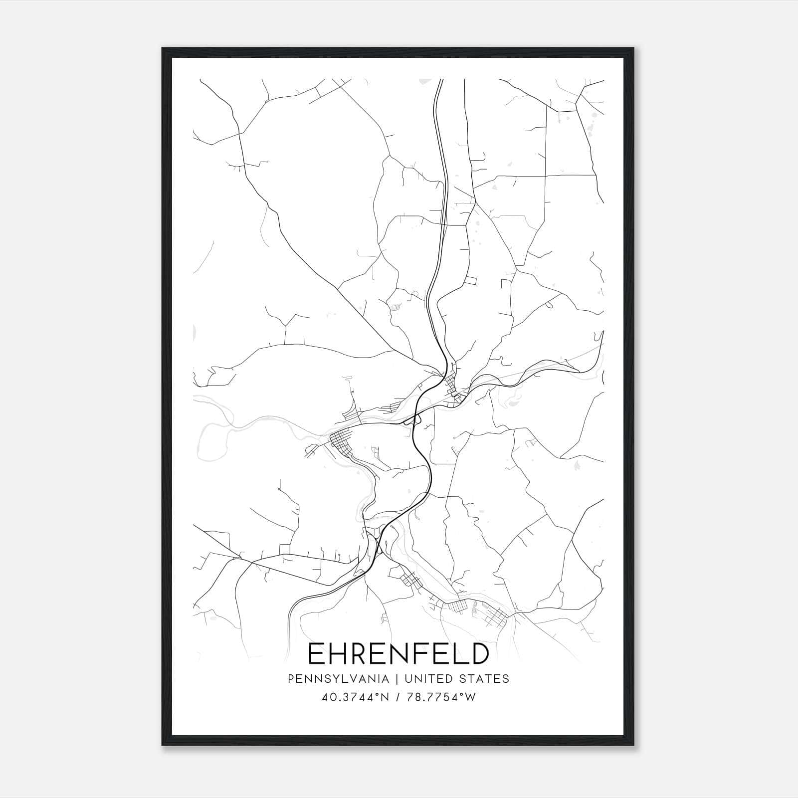 Ehrenfeld Pennsylvania Map Poster, Modern Home Decor Wall Art Print Ehrenfeld Pennsylvania Map Poster, Modern Home Decor Wall Art Print