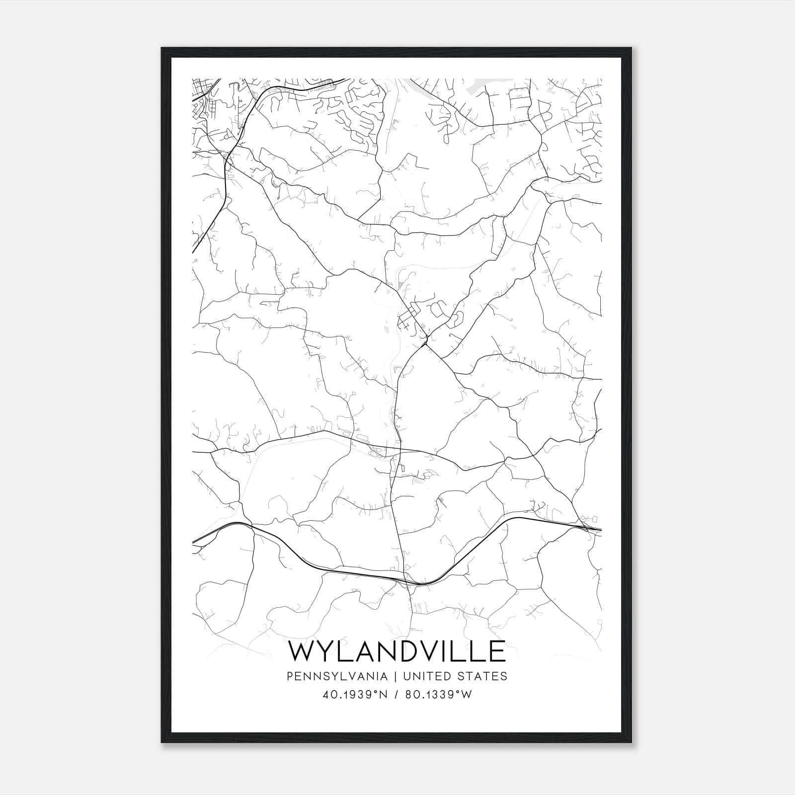 Wylandville Pennsylvania Map Poster, Modern Home Decor Wall Art Print Wylandville Pennsylvania Map Poster, Modern Home Decor Wall Art Print