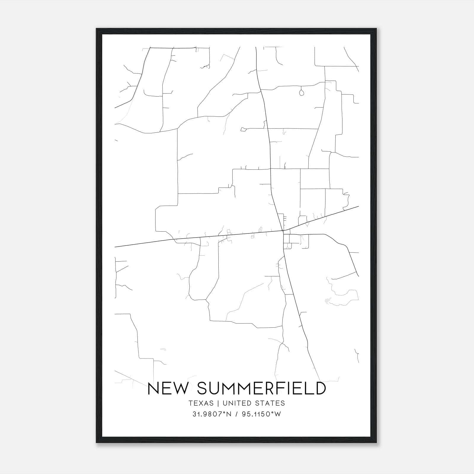New Summerfield Texas Map Poster, Modern Home Decor Wall Art Print New Summerfield Texas Map Poster, Modern Home Decor Wall Art Print