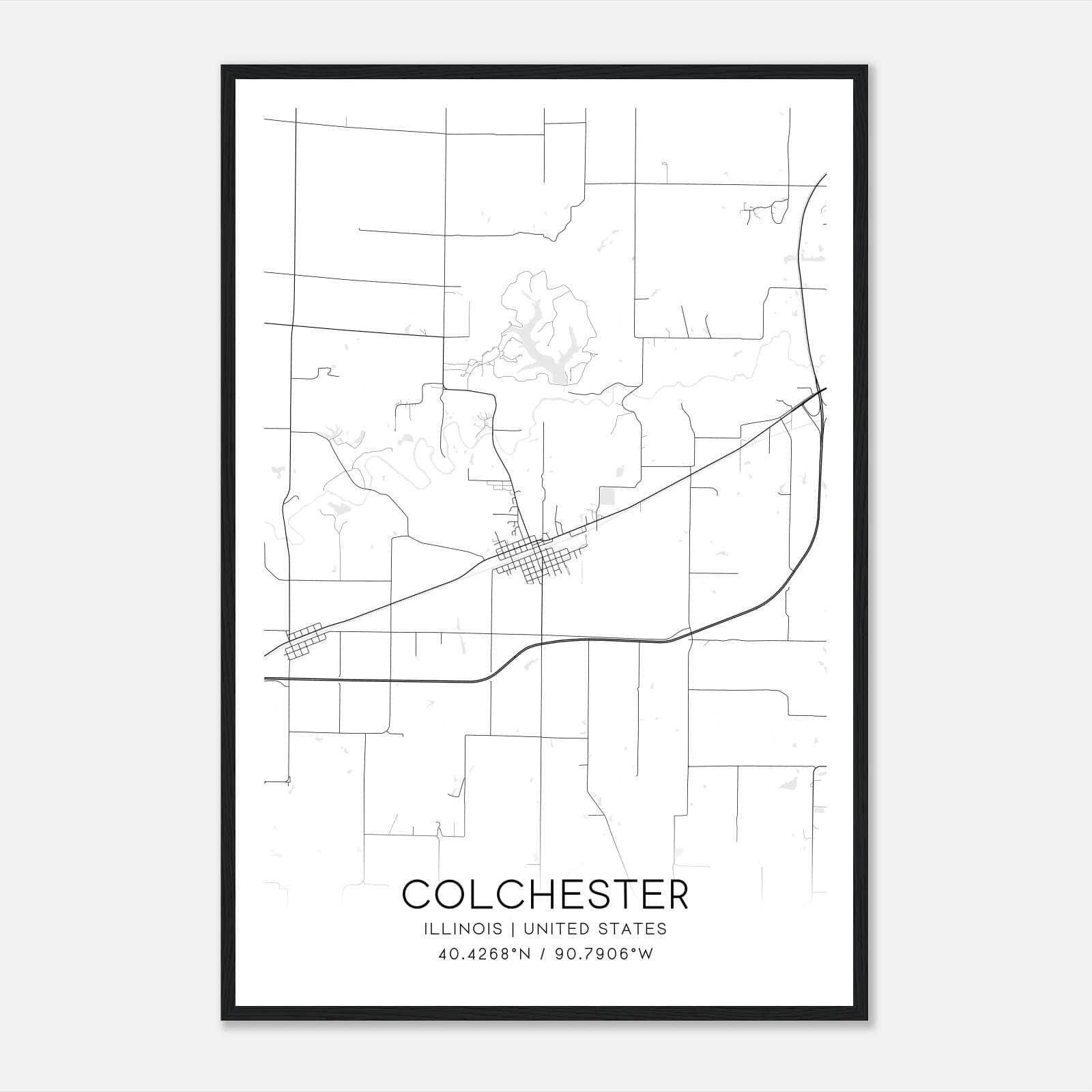 Colchester Illinois Map Poster, Modern Home Decor Wall Art Print Colchester Illinois Map Poster, Modern Home Decor Wall Art Print