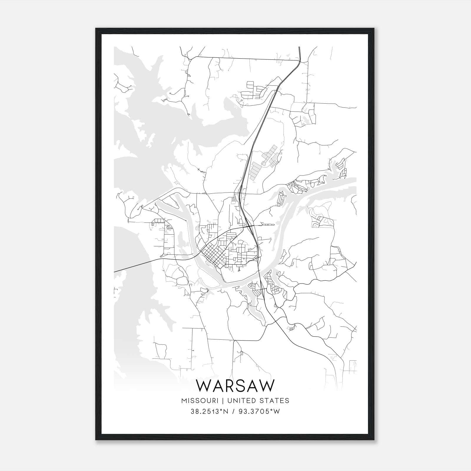 Warsaw Missouri Map Poster, Modern Home Decor Wall Art Print Warsaw Missouri Map Poster, Modern Home Decor Wall Art Print