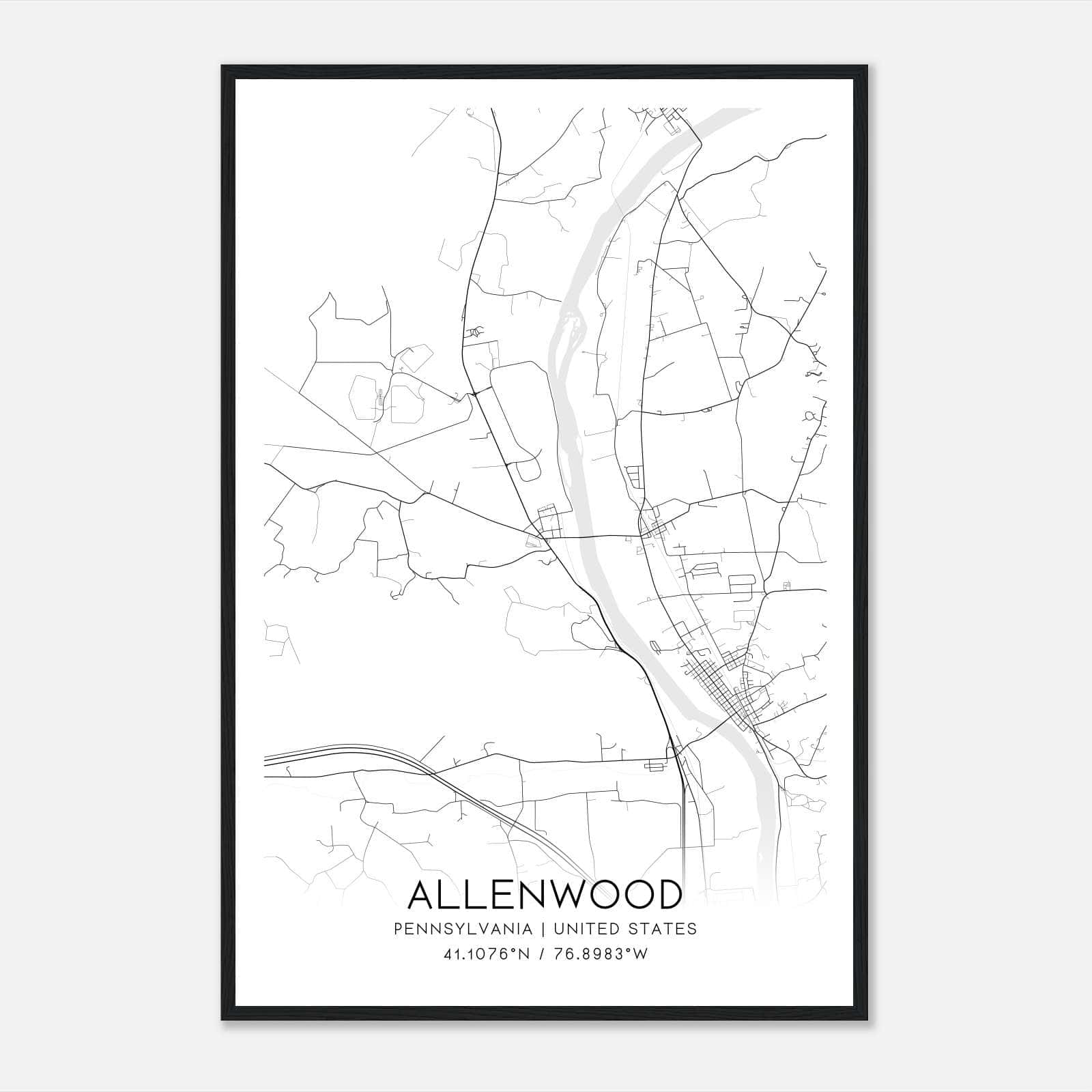 Allenwood Pennsylvania Map Poster, Modern Home Decor Wall Art Print Allenwood Pennsylvania Map Poster, Modern Home Decor Wall Art Print