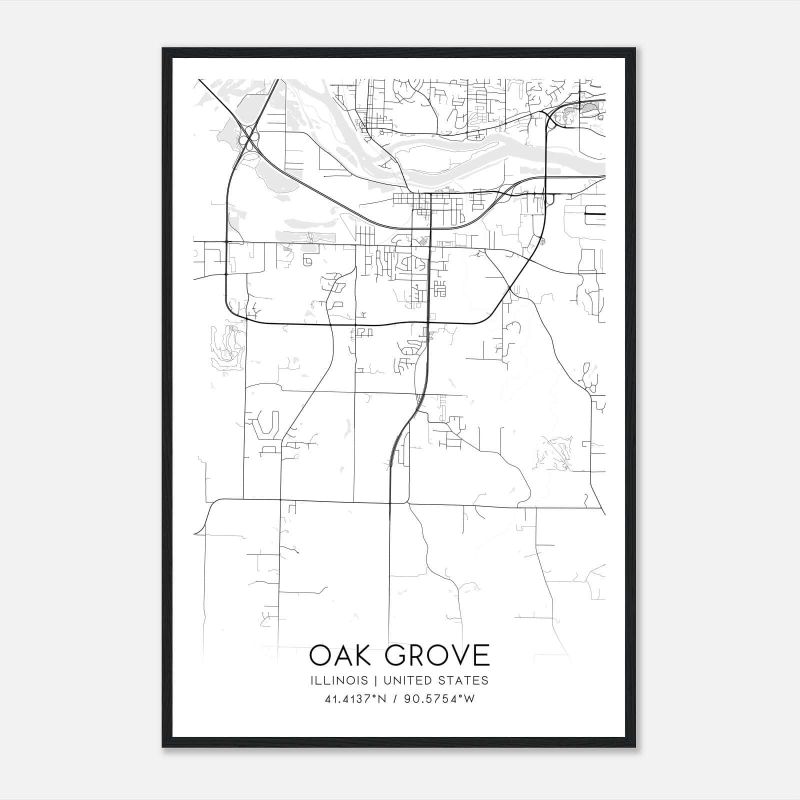 Oak Grove Illinois Map Poster, Modern Home Decor Wall Art Print Oak Grove Illinois Map Poster, Modern Home Decor Wall Art Print