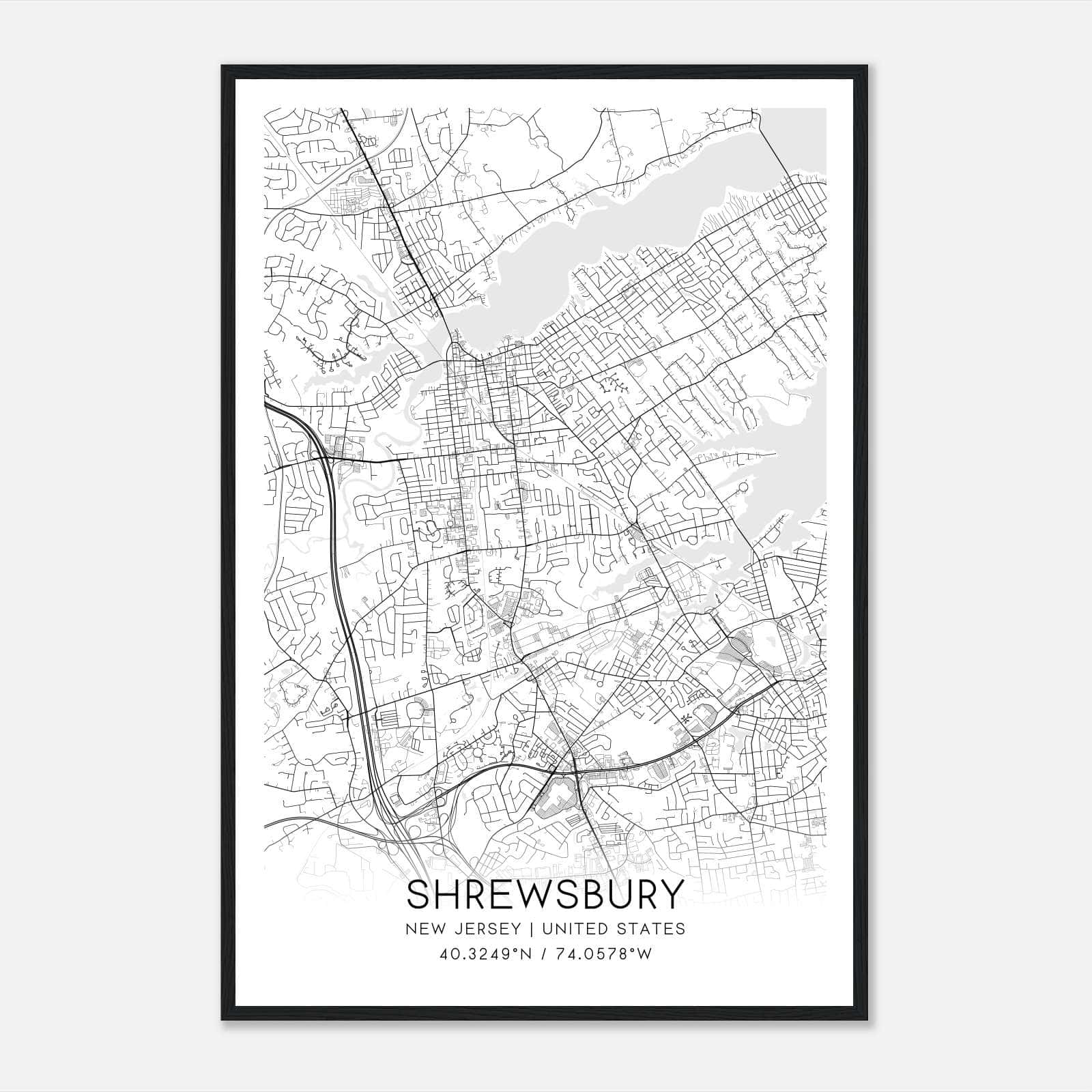 Shrewsbury New Jersey Map Poster, Modern Home Decor Wall Art Print Shrewsbury New Jersey Map Poster, Modern Home Decor Wall Art Print