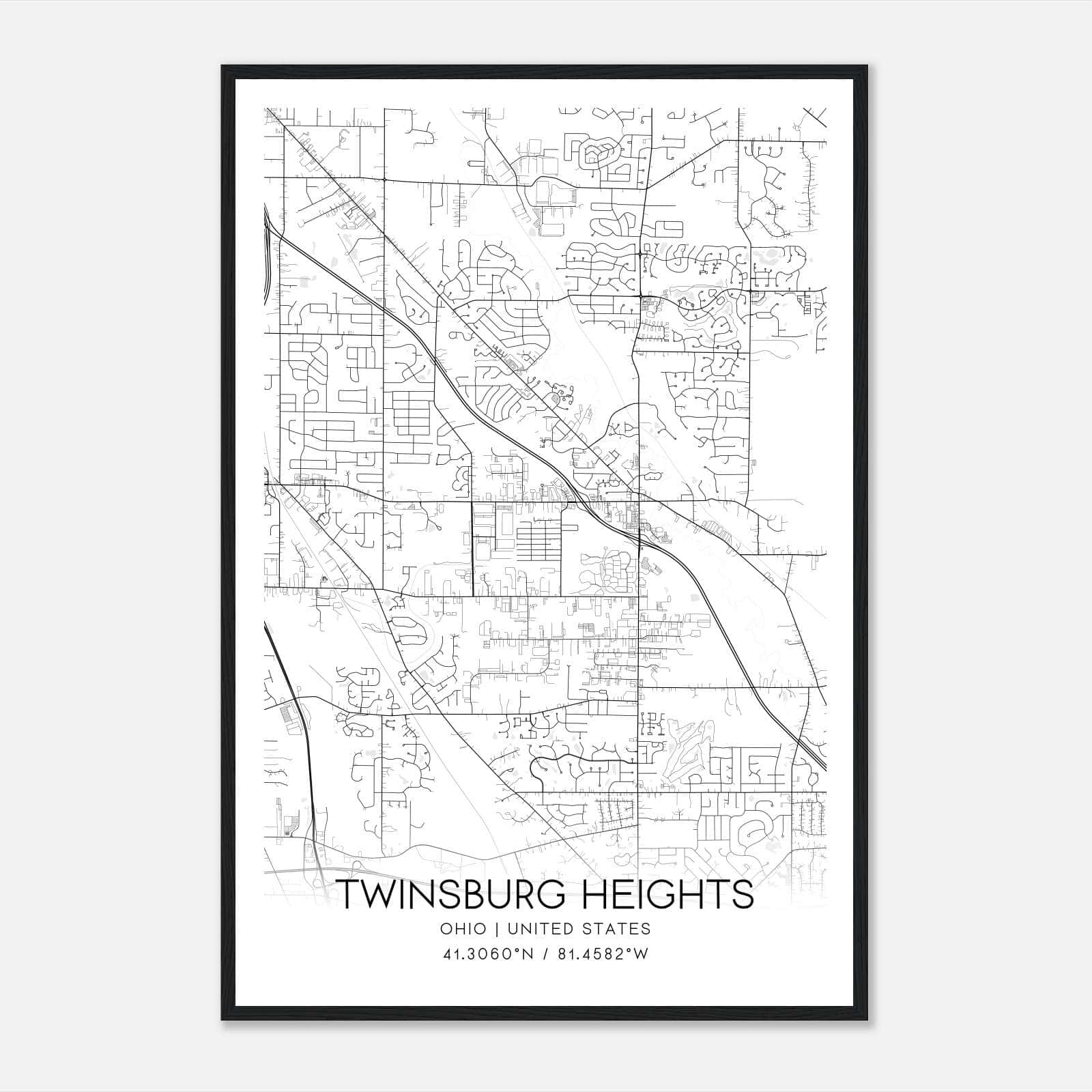 Twinsburg Heights Ohio Map Poster, Modern Home Decor Wall Art Print Twinsburg Heights Ohio Map Poster, Modern Home Decor Wall Art Print