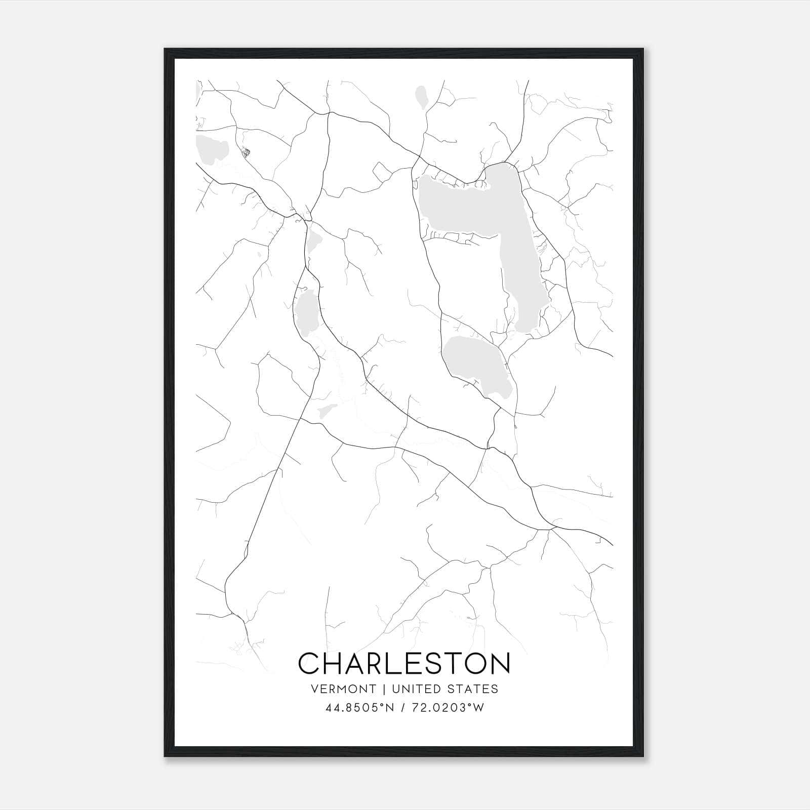 Charleston Vermont Map Poster, Modern Home Decor Wall Art Print Charleston Vermont Map Poster, Modern Home Decor Wall Art Print