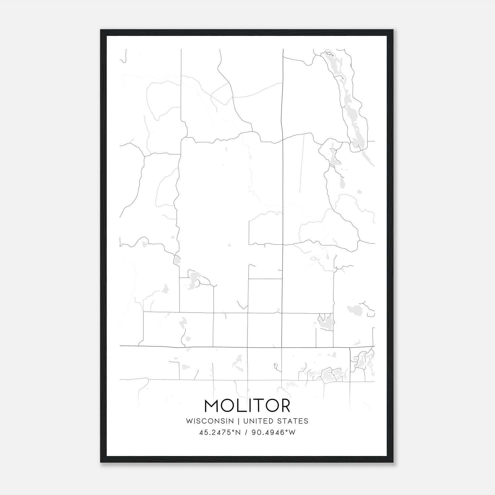 Molitor Wisconsin Map Poster, Modern Home Decor Wall Art Print Molitor Wisconsin Map Poster, Modern Home Decor Wall Art Print