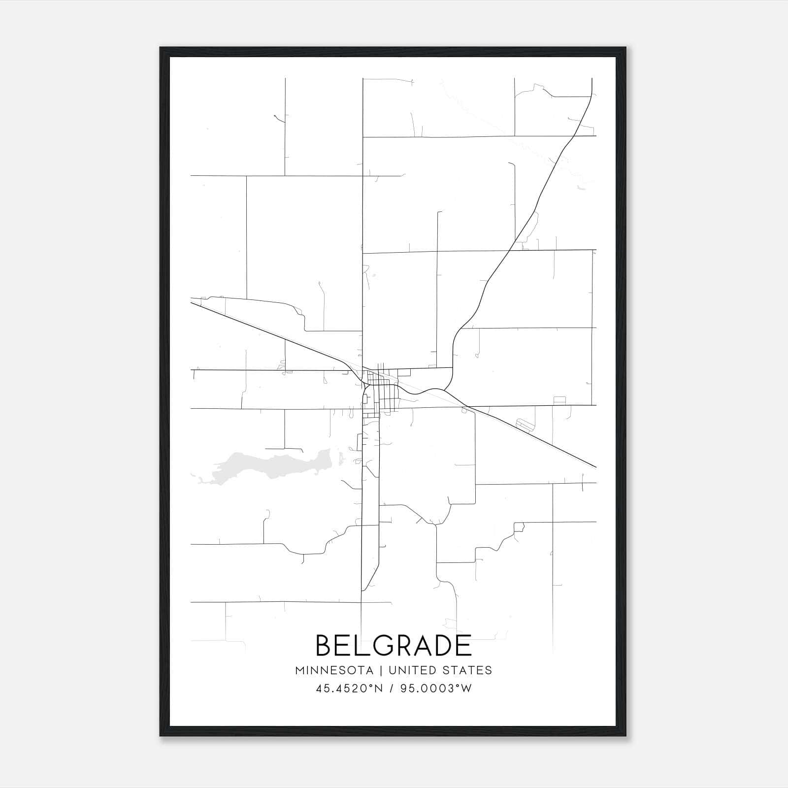 Belgrade Minnesota Map Poster, Modern Home Decor Wall Art Print Belgrade Minnesota Map Poster, Modern Home Decor Wall Art Print