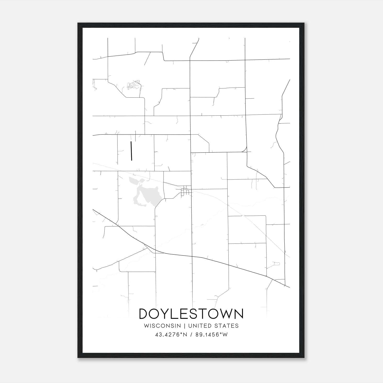 Doylestown Wisconsin Map Poster, Modern Home Decor Wall Art Print Doylestown Wisconsin Map Poster, Modern Home Decor Wall Art Print