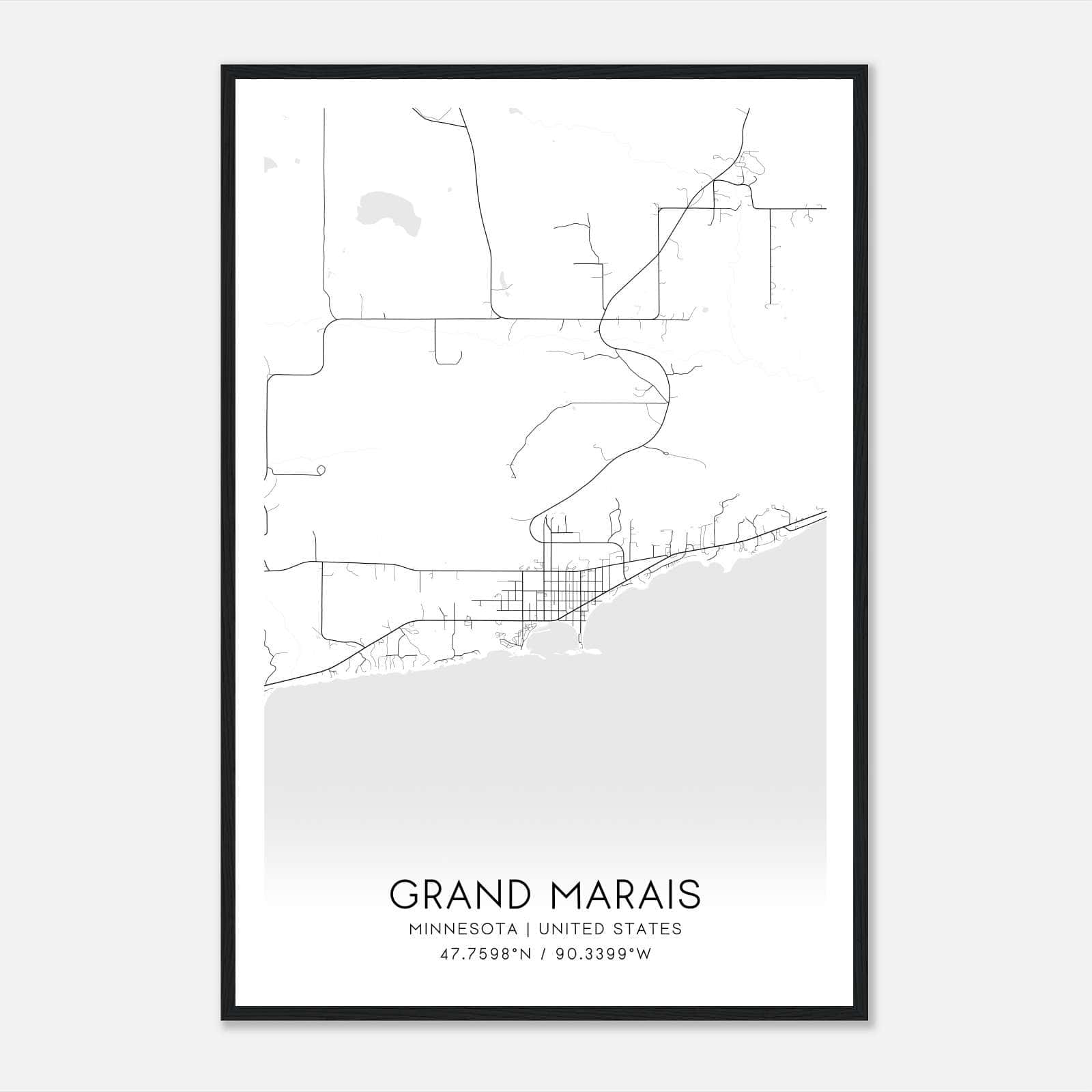 Grand Marais Minnesota Map Poster, Modern Home Decor Wall Art Print Grand Marais Minnesota Map Poster, Modern Home Decor Wall Art Print
