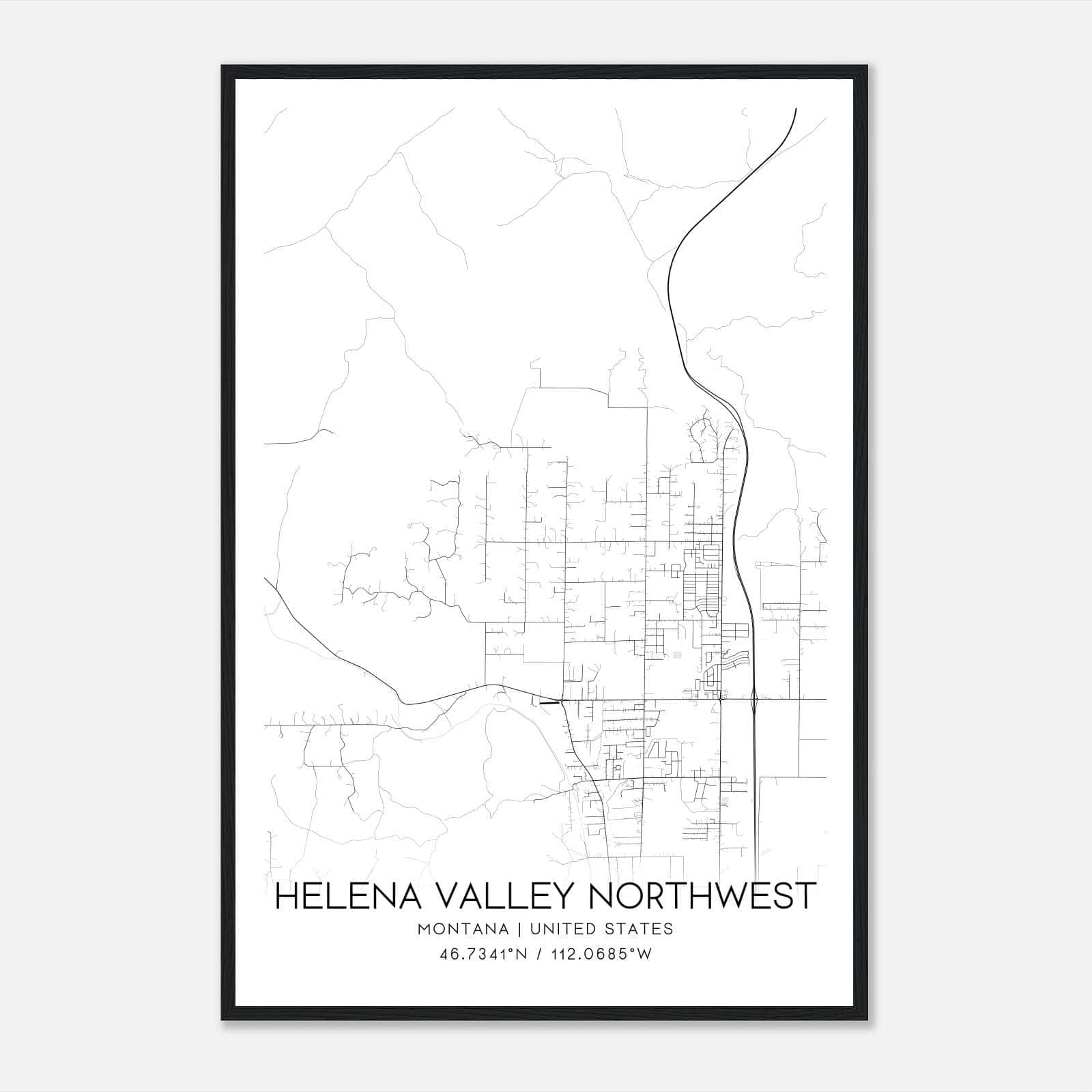Helena Valley Northwest Montana Map Poster, Modern Home Decor Wall Art Print Helena Valley Northwest Montana Map Poster, Modern Home Decor Wall Art Print