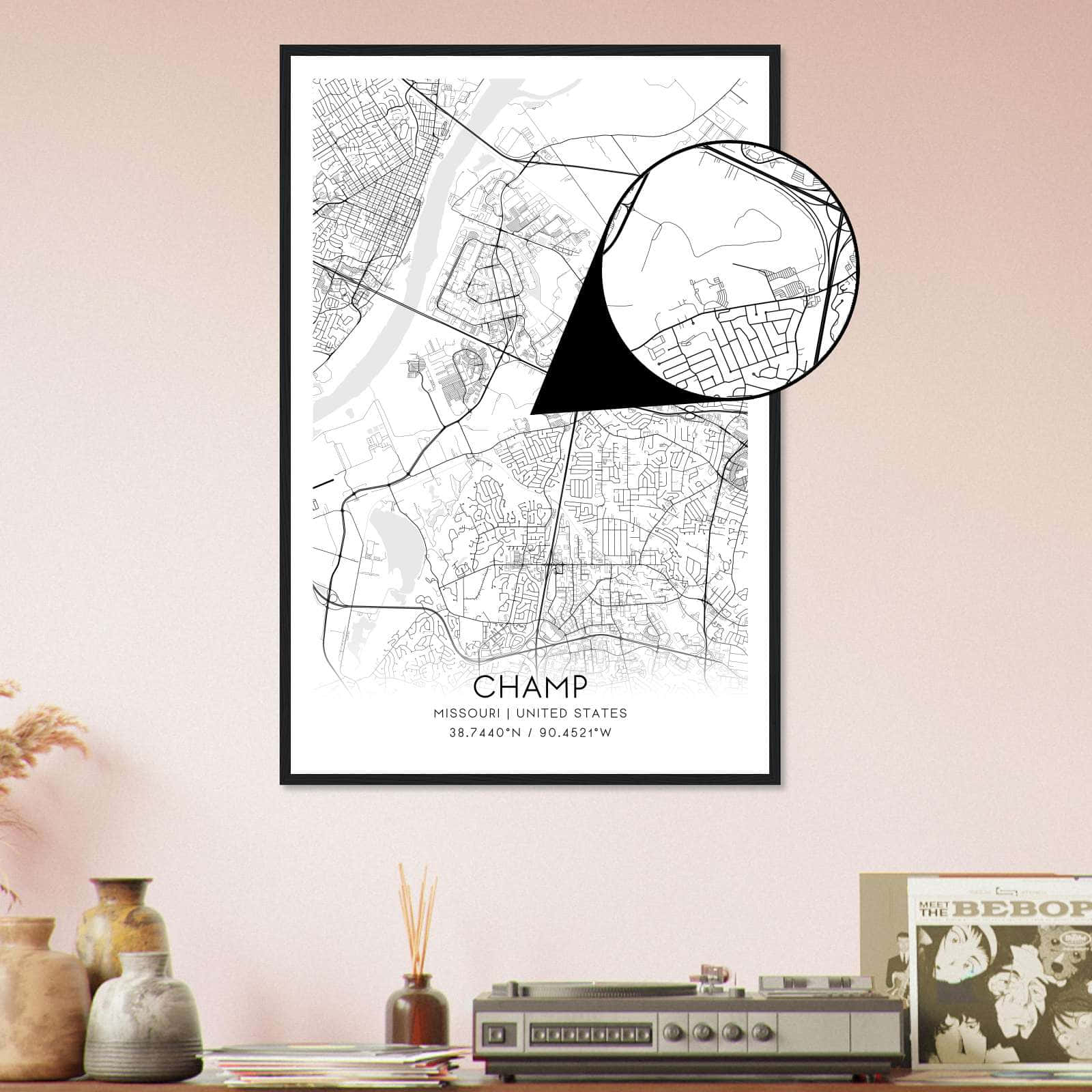 Deerfield Kansas Map Poster, Modern Home Decor Wall Art Print (Copy)