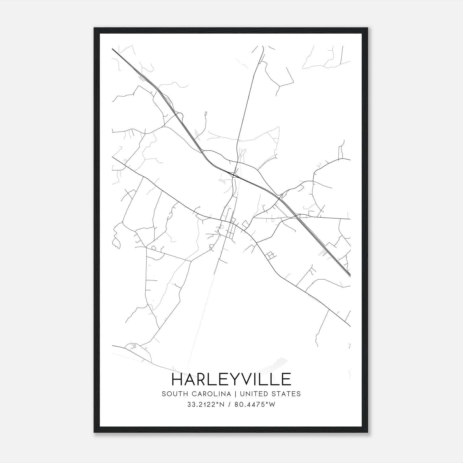 Harleyville South Carolina Map Poster, Modern Home Decor Wall Art Print Harleyville South Carolina Map Poster, Modern Home Decor Wall Art Print