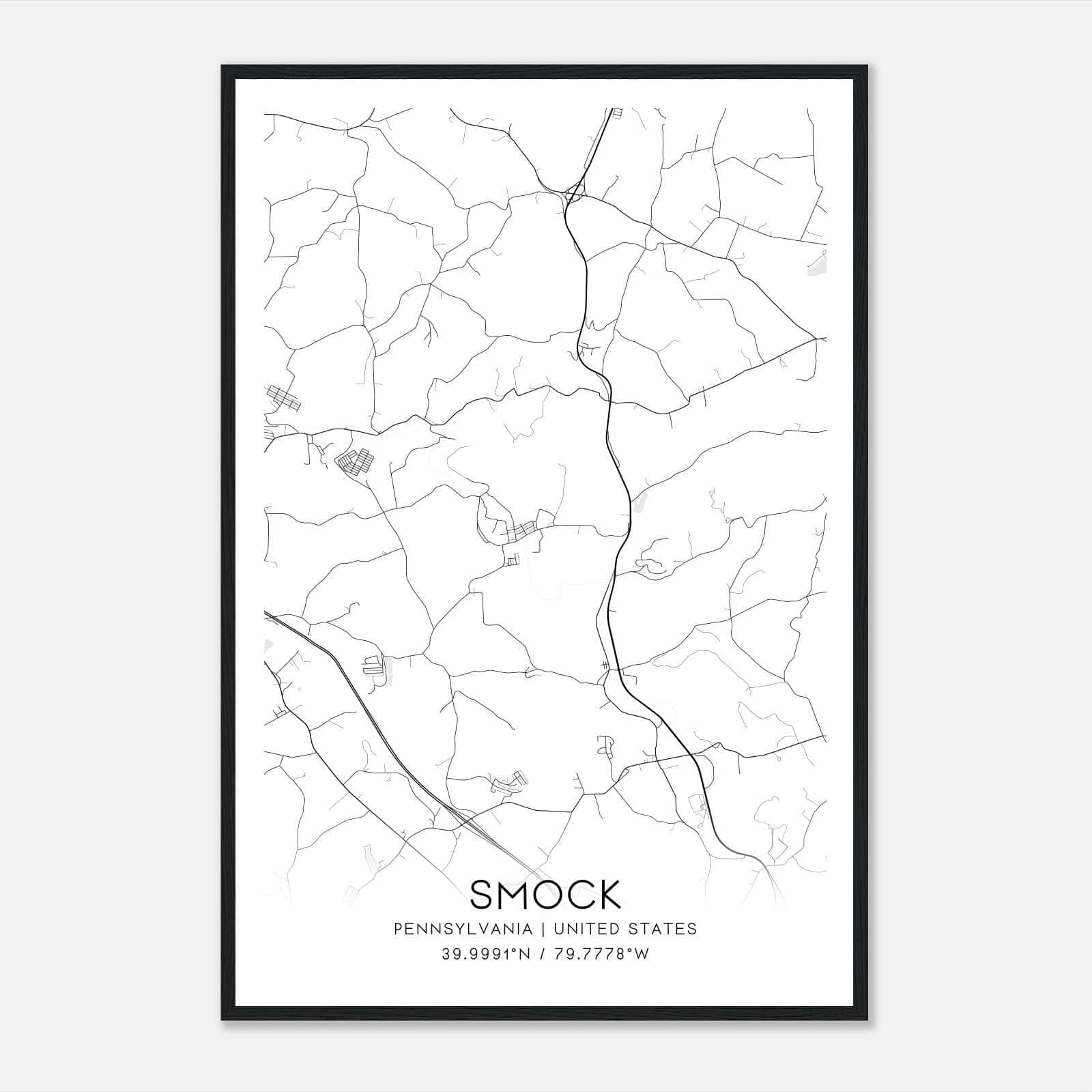 Smock Pennsylvania Map Poster, Modern Home Decor Wall Art Print Smock Pennsylvania Map Poster, Modern Home Decor Wall Art Print