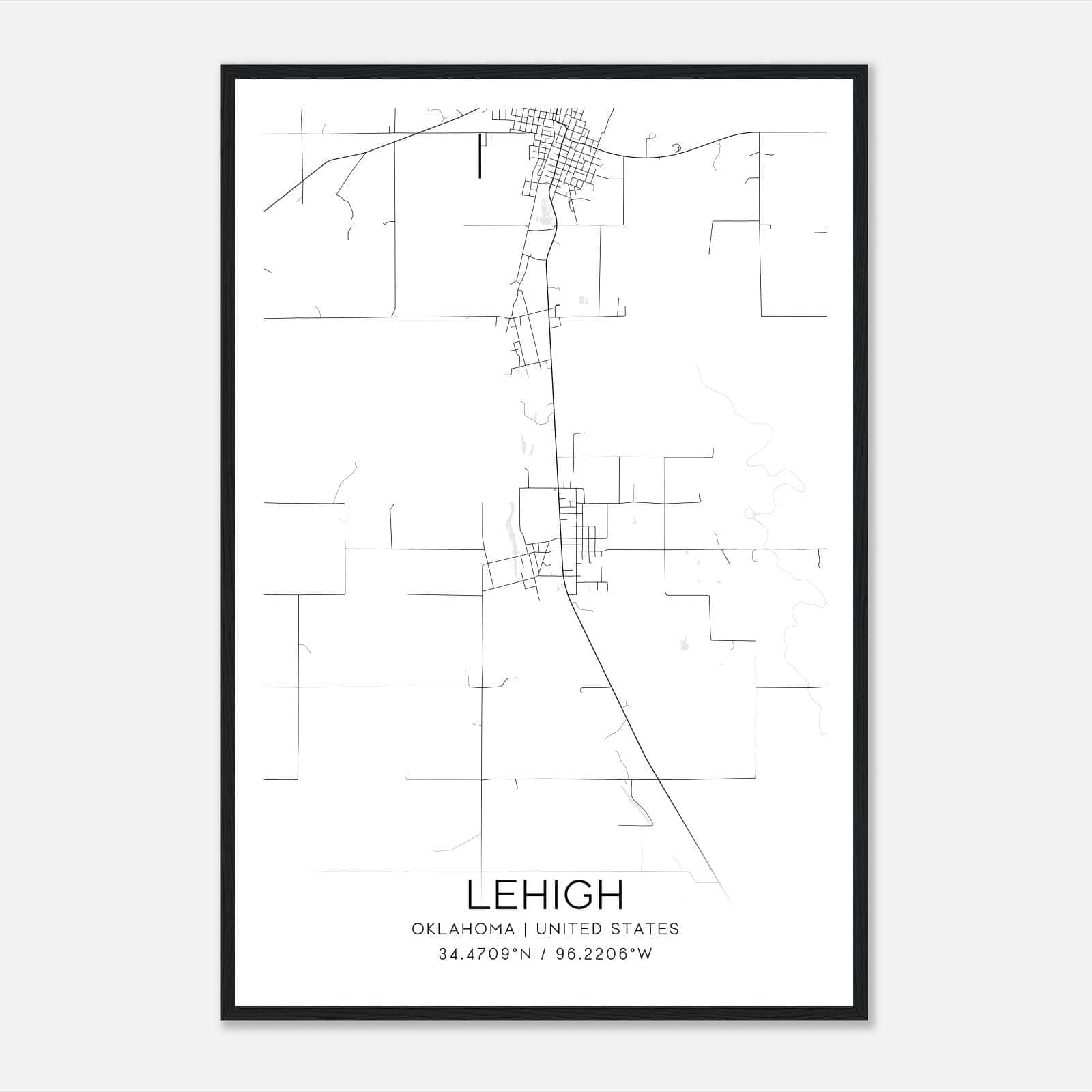 Lehigh Oklahoma Map Poster, Modern Home Decor Wall Art Print Lehigh Oklahoma Map Poster, Modern Home Decor Wall Art Print