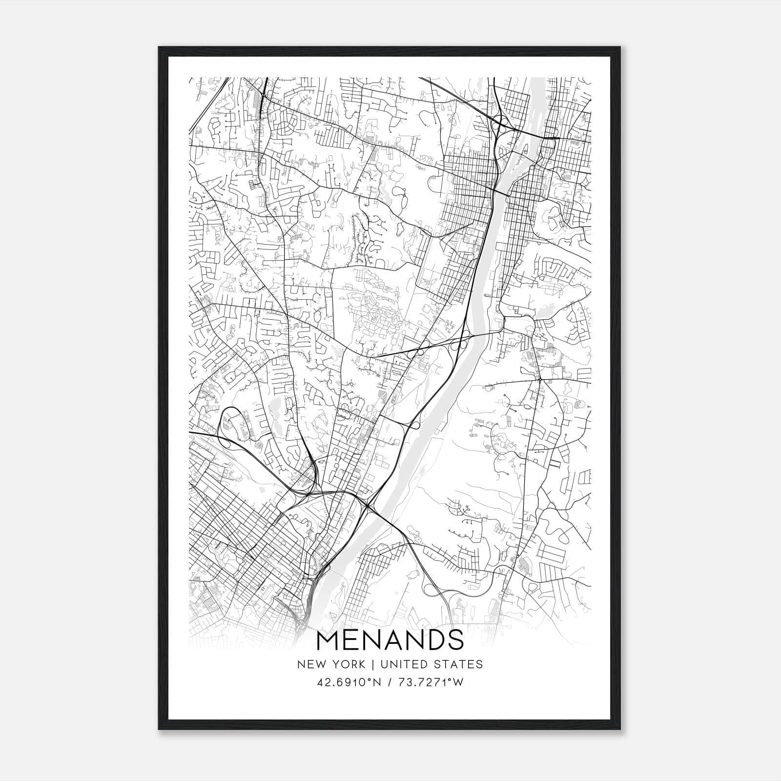 Menands New York Map Poster, Modern Home Decor Wall Art Print Menands New York Map Poster, Modern Home Decor Wall Art Print