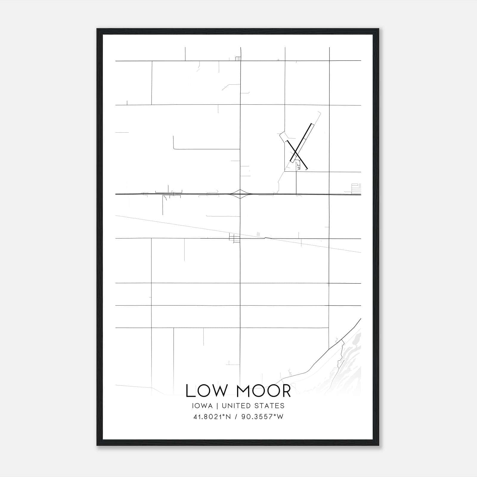 Low Moor Iowa Map Poster, Modern Home Decor Wall Art Print Low Moor Iowa Map Poster, Modern Home Decor Wall Art Print