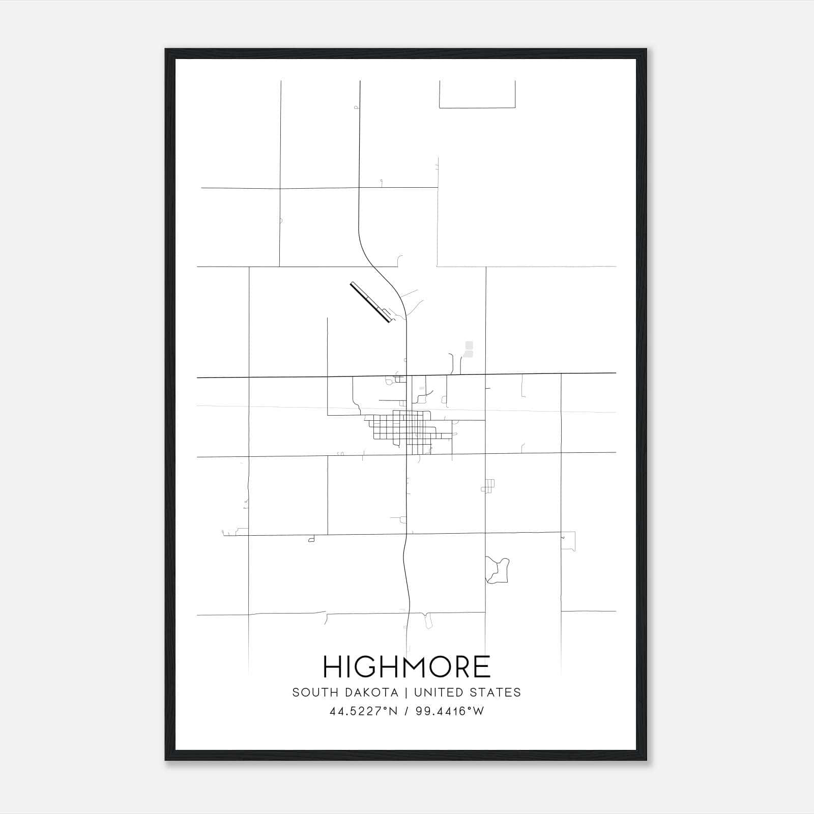 Highmore South Dakota Map Poster, Modern Home Decor Wall Art Print Highmore South Dakota Map Poster, Modern Home Decor Wall Art Print
