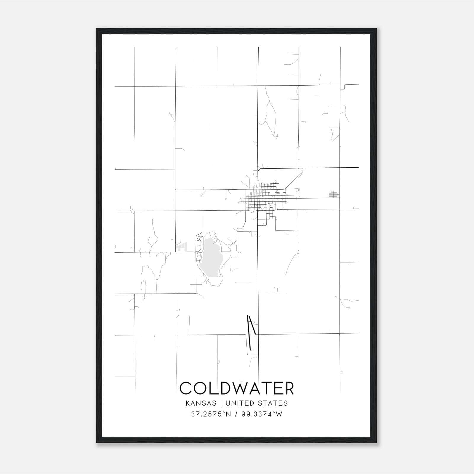 Coldwater Kansas Map Poster, Modern Home Decor Wall Art Print Coldwater Kansas Map Poster, Modern Home Decor Wall Art Print