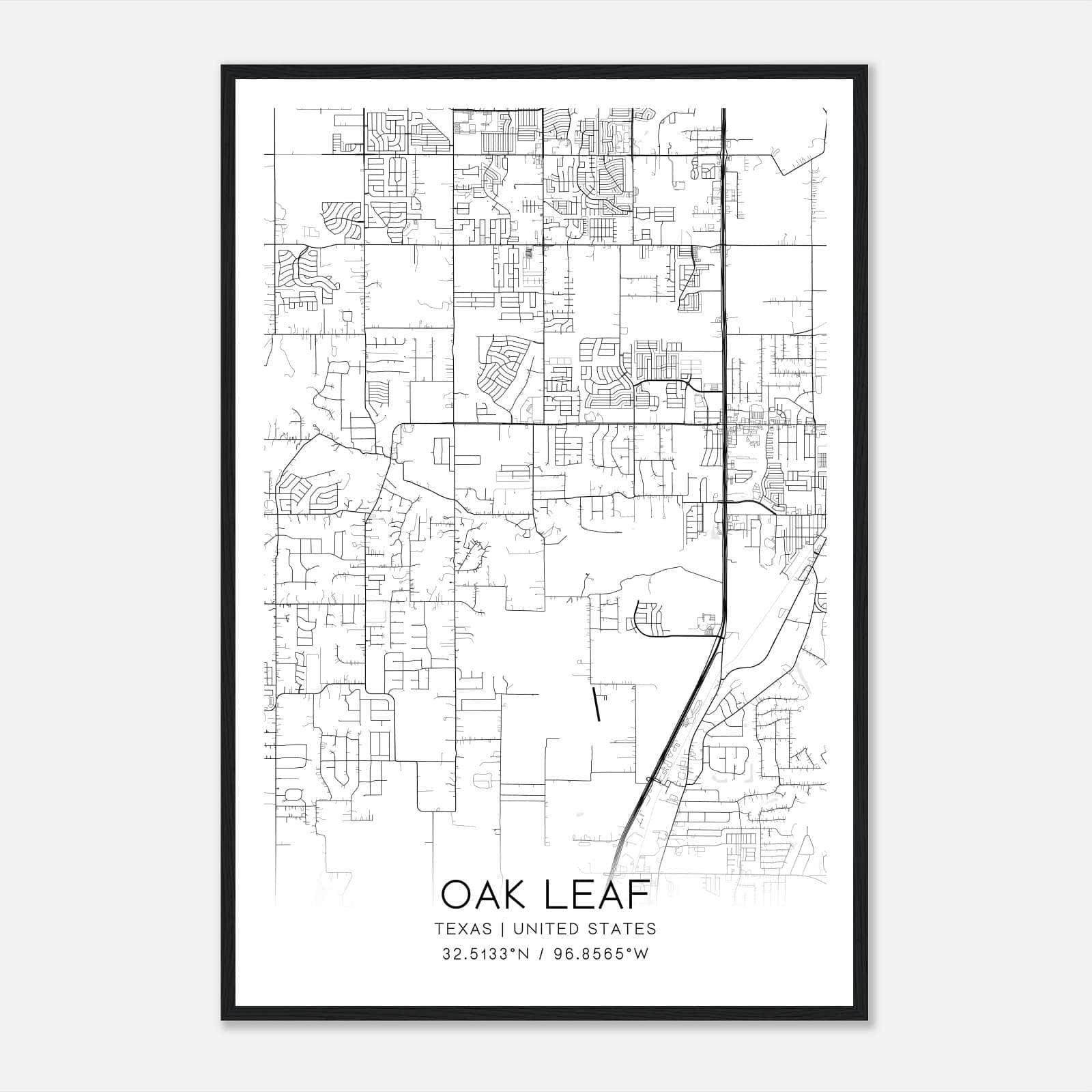 Oak Leaf Texas Map Poster, Modern Home Decor Wall Art Print Oak Leaf Texas Map Poster, Modern Home Decor Wall Art Print