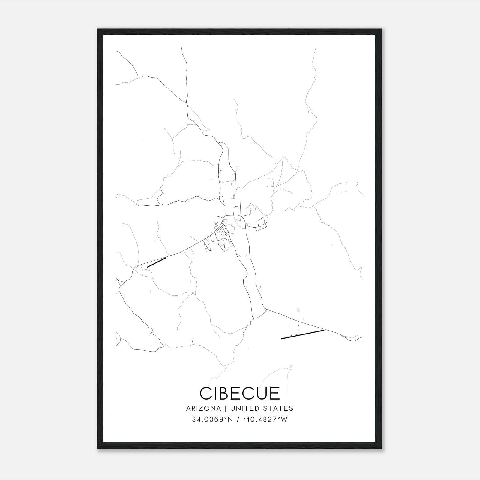 Cibecue Arizona Map Poster, Modern Home Decor Wall Art Print Cibecue Arizona Map Poster, Modern Home Decor Wall Art Print