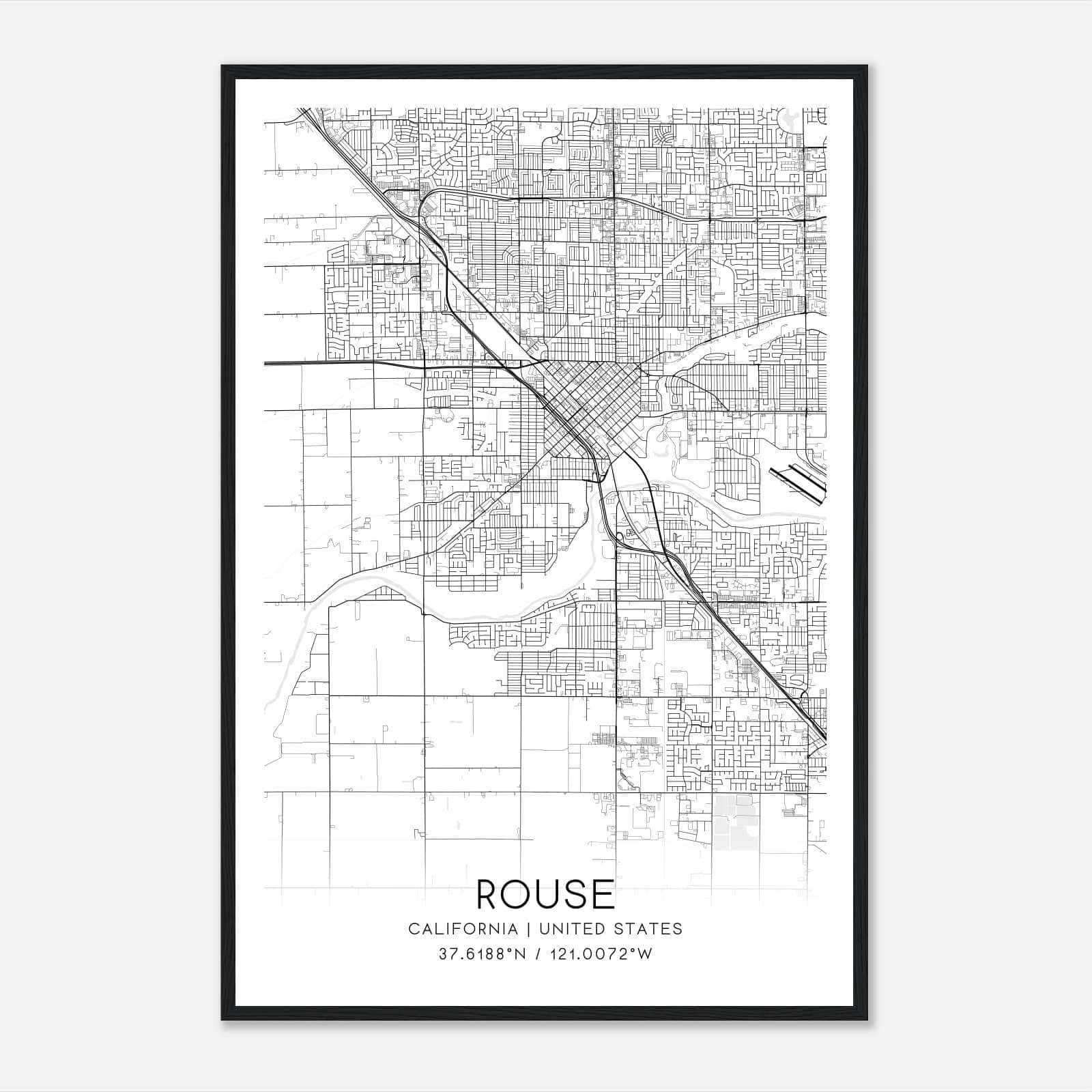 Rouse California Map Poster, Modern Home Decor Wall Art Print Rouse California Map Poster, Modern Home Decor Wall Art Print