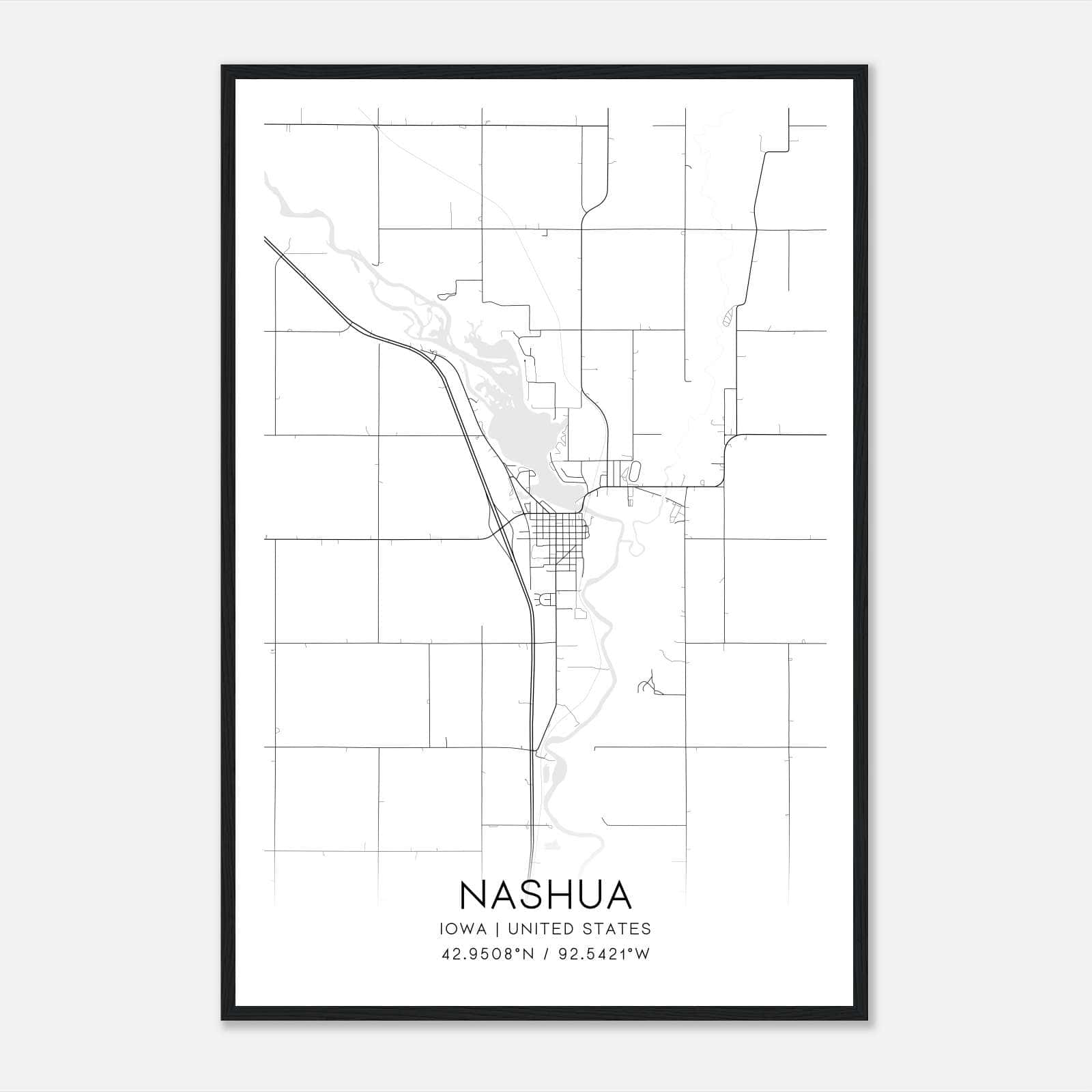 Nashua Iowa Map Poster, Modern Home Decor Wall Art Print Nashua Iowa Map Poster, Modern Home Decor Wall Art Print