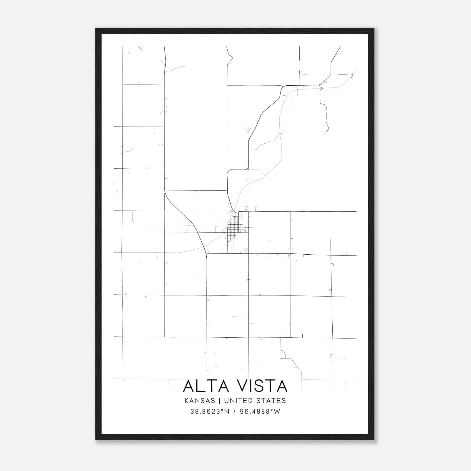 Alta Vista Kansas Map Poster, Modern Home Decor Wall Art Print Alta Vista Kansas Map Poster, Modern Home Decor Wall Art Print