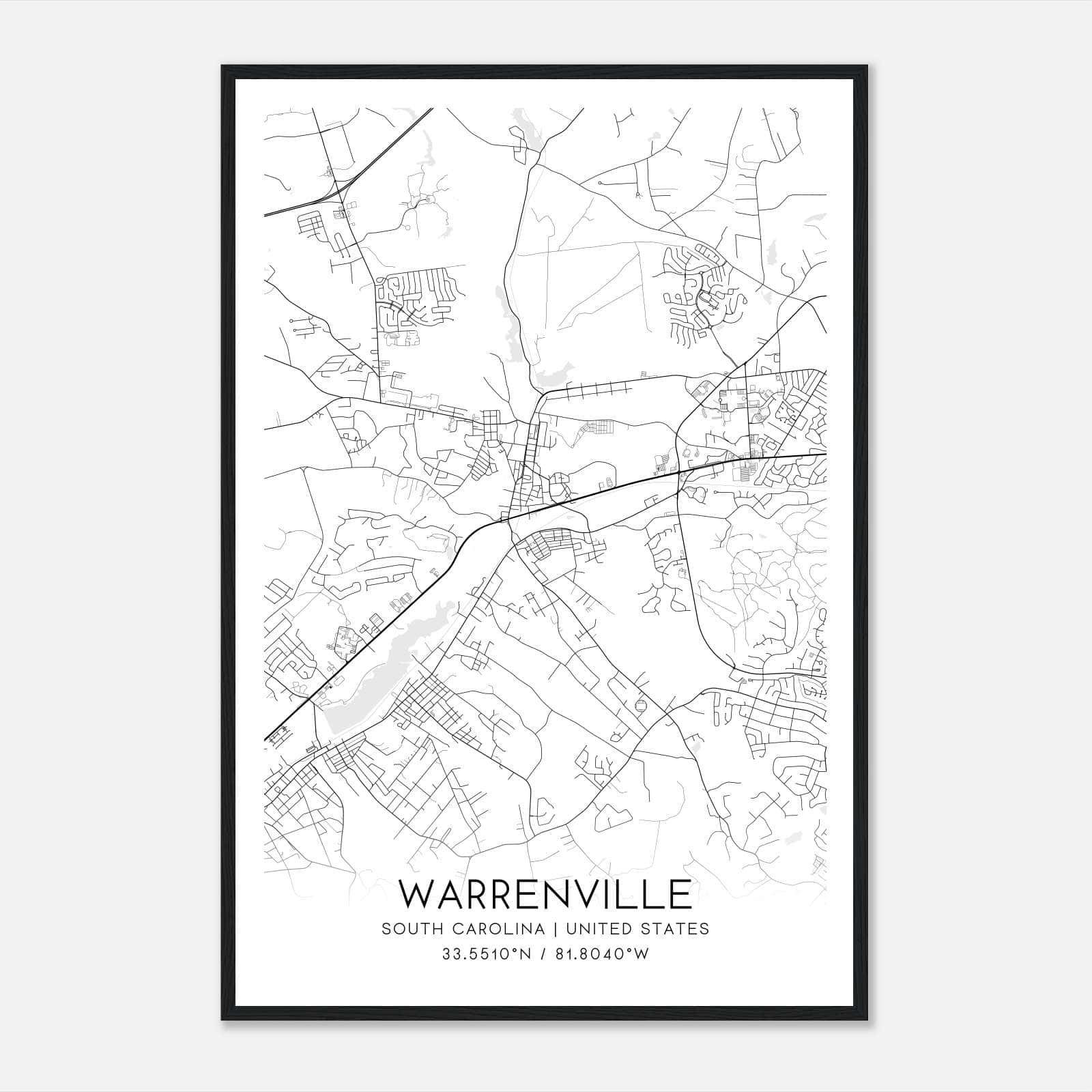 Warrenville South Carolina Map Poster, Modern Home Decor Wall Art Print Warrenville South Carolina Map Poster, Modern Home Decor Wall Art Print