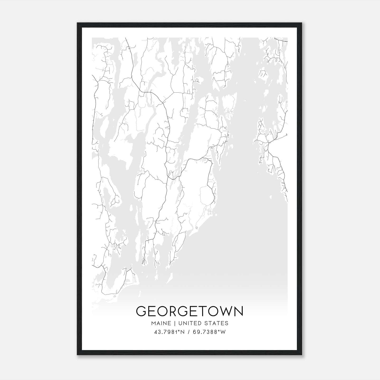 Georgetown Maine Map Poster, Modern Home Decor Wall Art Print Georgetown Maine Map Poster, Modern Home Decor Wall Art Print