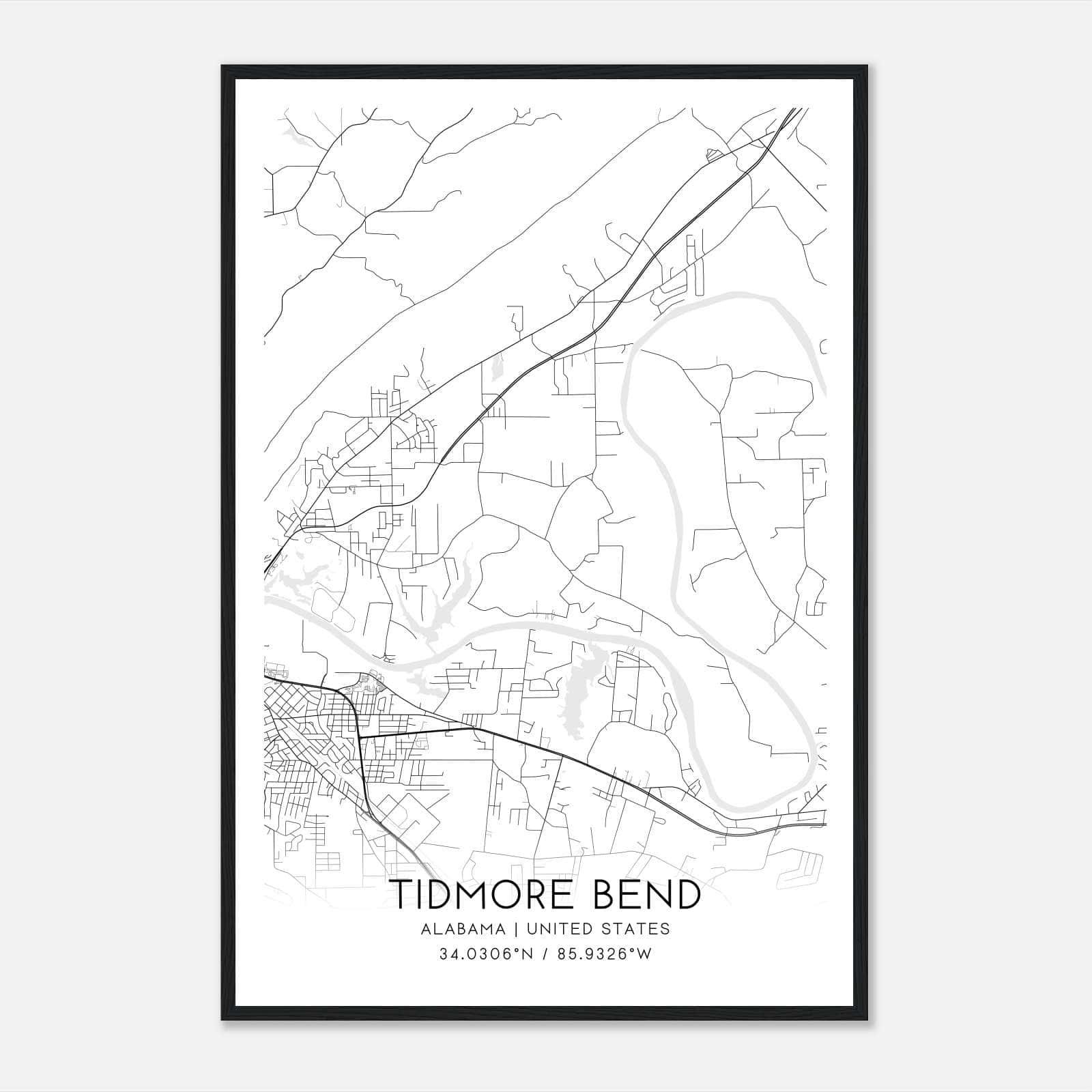 Tidmore Bend Alabama Map Poster, Modern Home Decor Wall Art Print Tidmore Bend Alabama Map Poster, Modern Home Decor Wall Art Print
