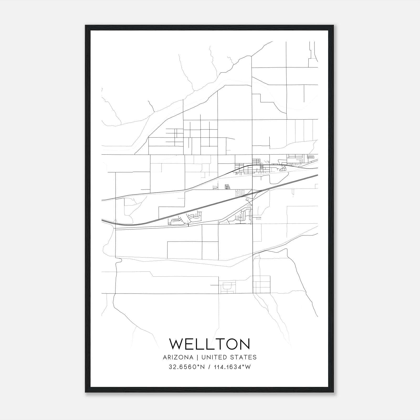 Wellton Arizona Map Poster, Modern Home Decor Wall Art Print Wellton Arizona Map Poster, Modern Home Decor Wall Art Print