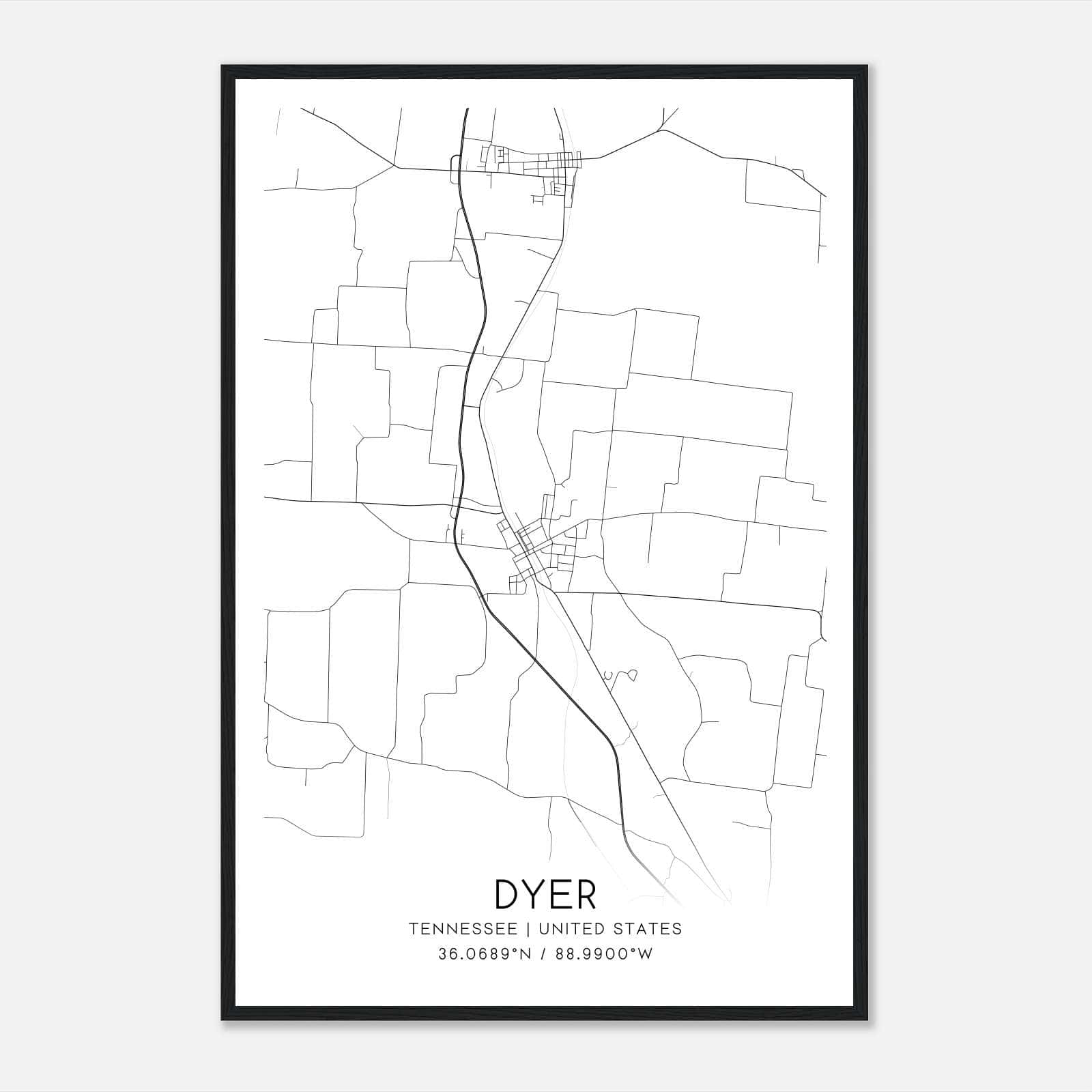 Dyer Tennessee Map Poster, Modern Home Decor Wall Art Print Dyer Tennessee Map Poster, Modern Home Decor Wall Art Print