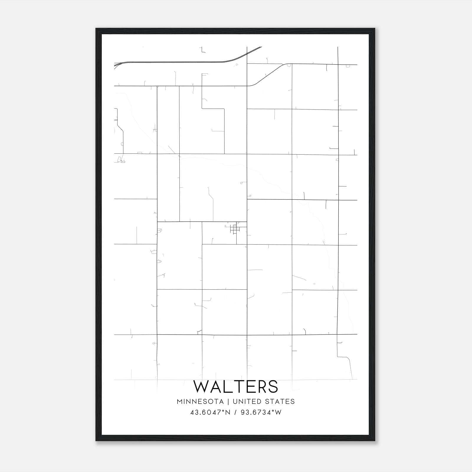 Walters Minnesota Map Poster, Modern Home Decor Wall Art Print Walters Minnesota Map Poster, Modern Home Decor Wall Art Print