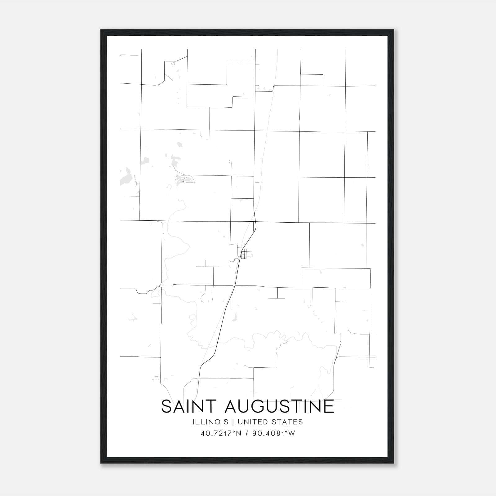 Saint Augustine Illinois Map Poster, Modern Home Decor Wall Art Print Saint Augustine Illinois Map Poster, Modern Home Decor Wall Art Print