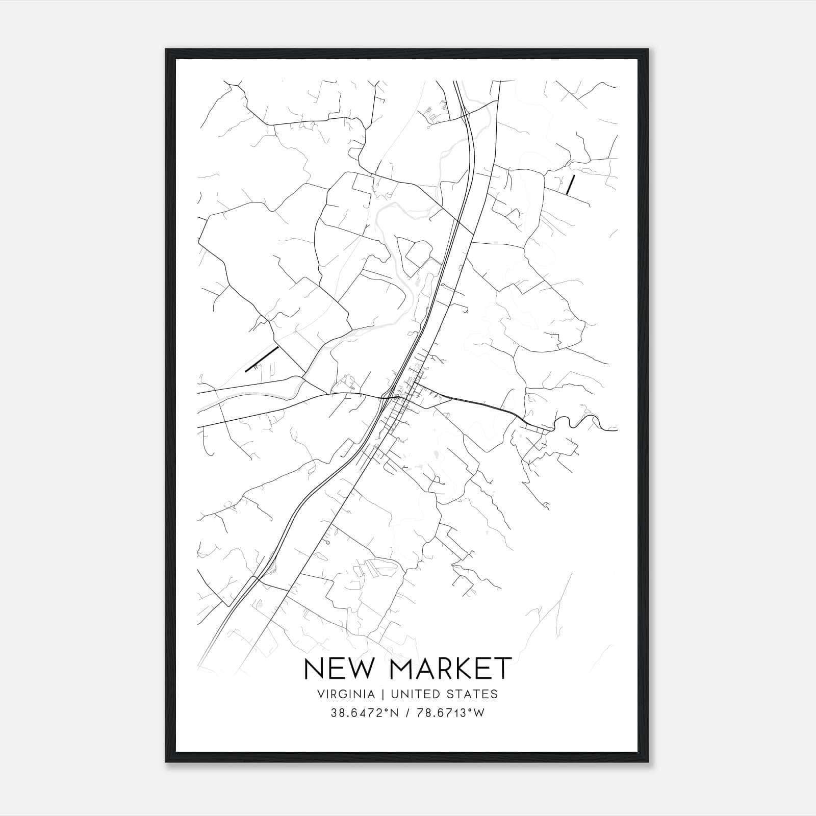 New Market Virginia Map Poster, Modern Home Decor Wall Art Print New Market Virginia Map Poster, Modern Home Decor Wall Art Print