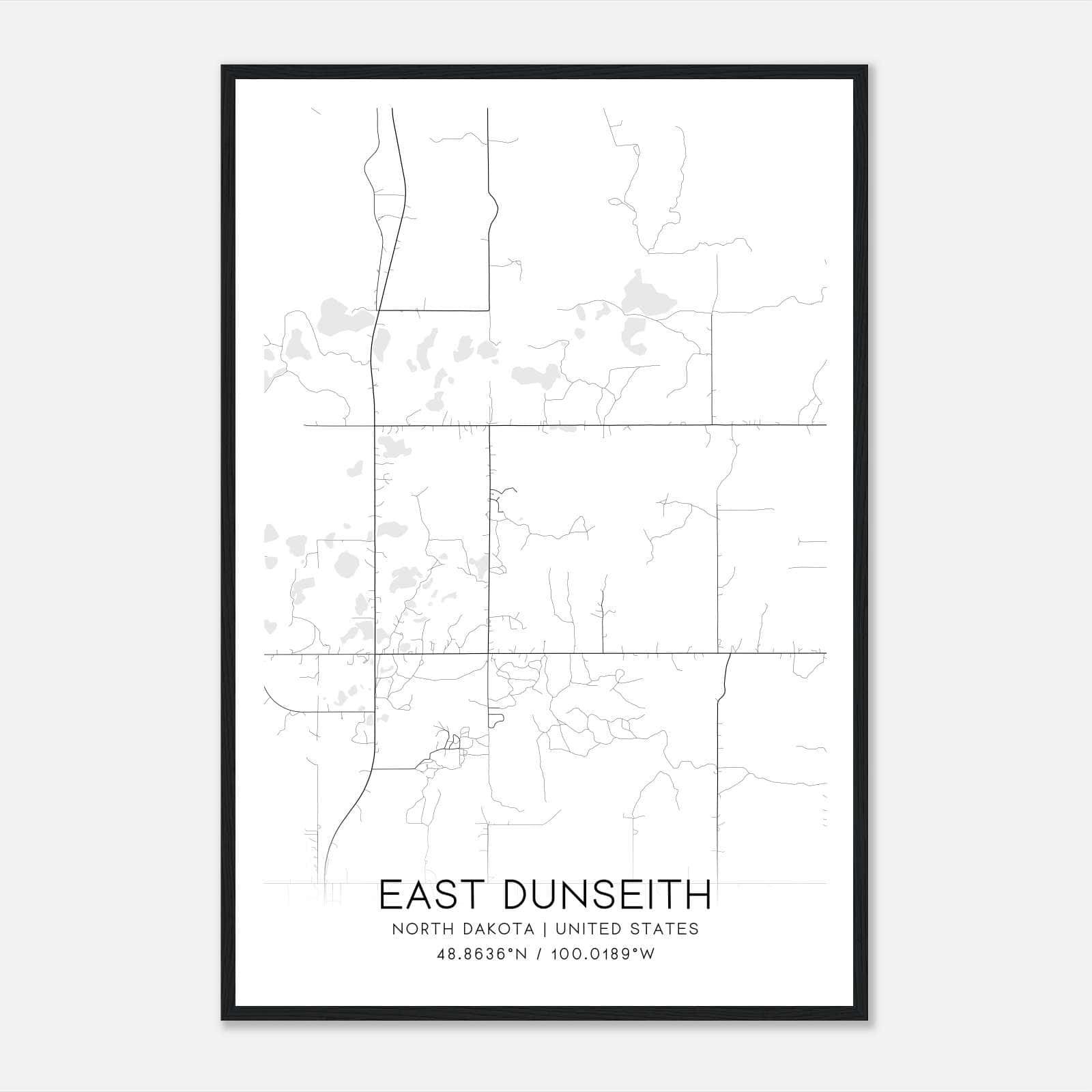East Dunseith North Dakota Map Poster, Modern Home Decor Wall Art Print East Dunseith North Dakota Map Poster, Modern Home Decor Wall Art Print