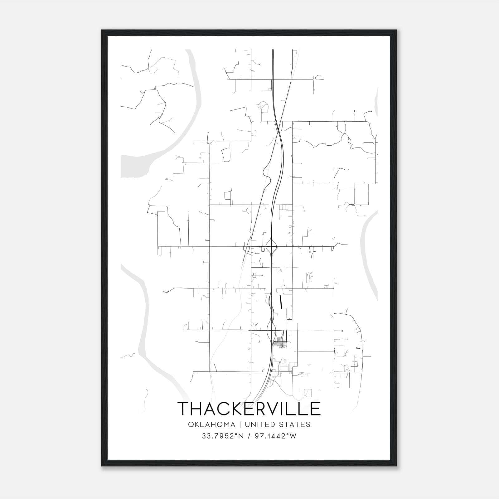 Thackerville Oklahoma Map Poster, Modern Home Decor Wall Art Print Thackerville Oklahoma Map Poster, Modern Home Decor Wall Art Print