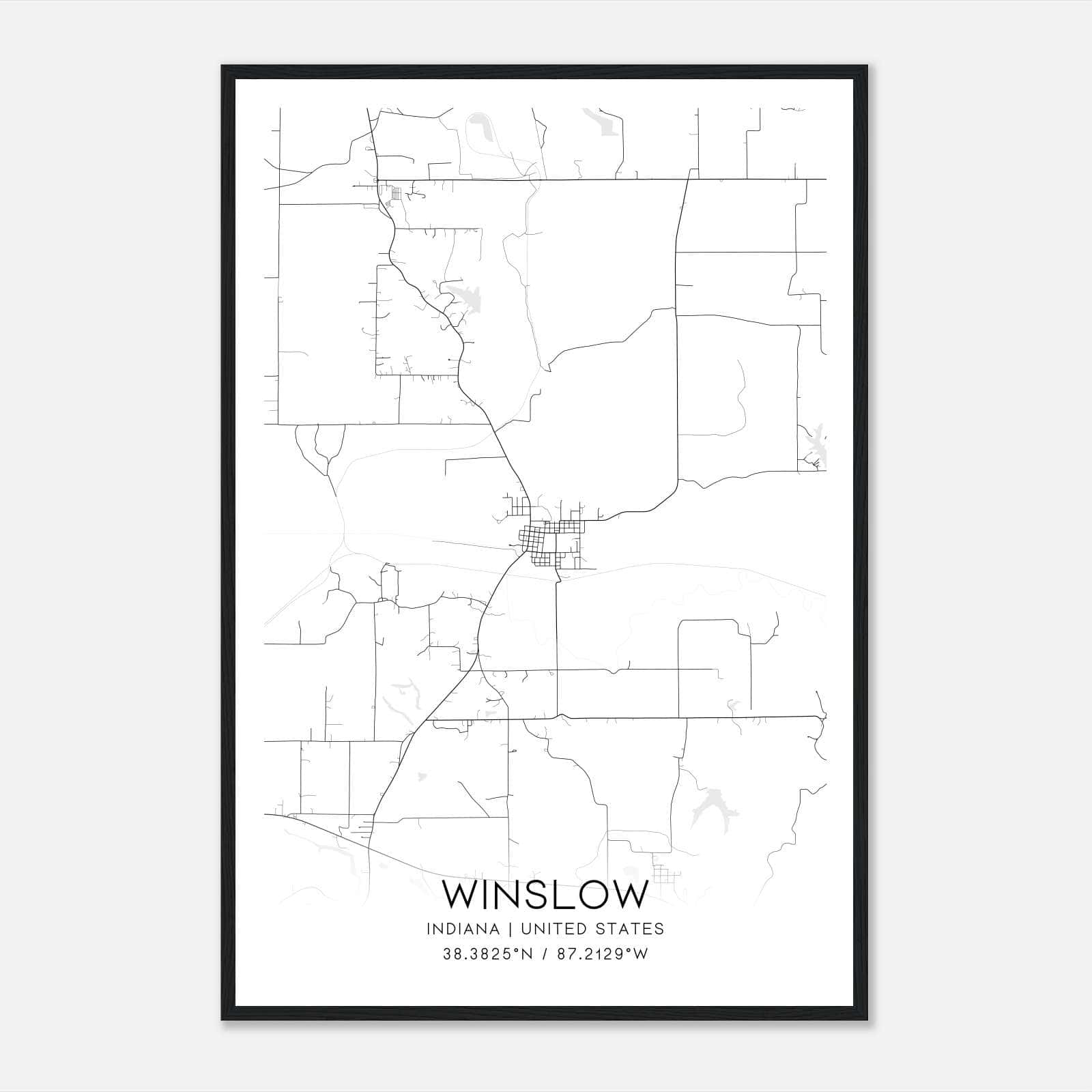 Winslow Indiana Map Poster, Modern Home Decor Wall Art Print Winslow Indiana Map Poster, Modern Home Decor Wall Art Print
