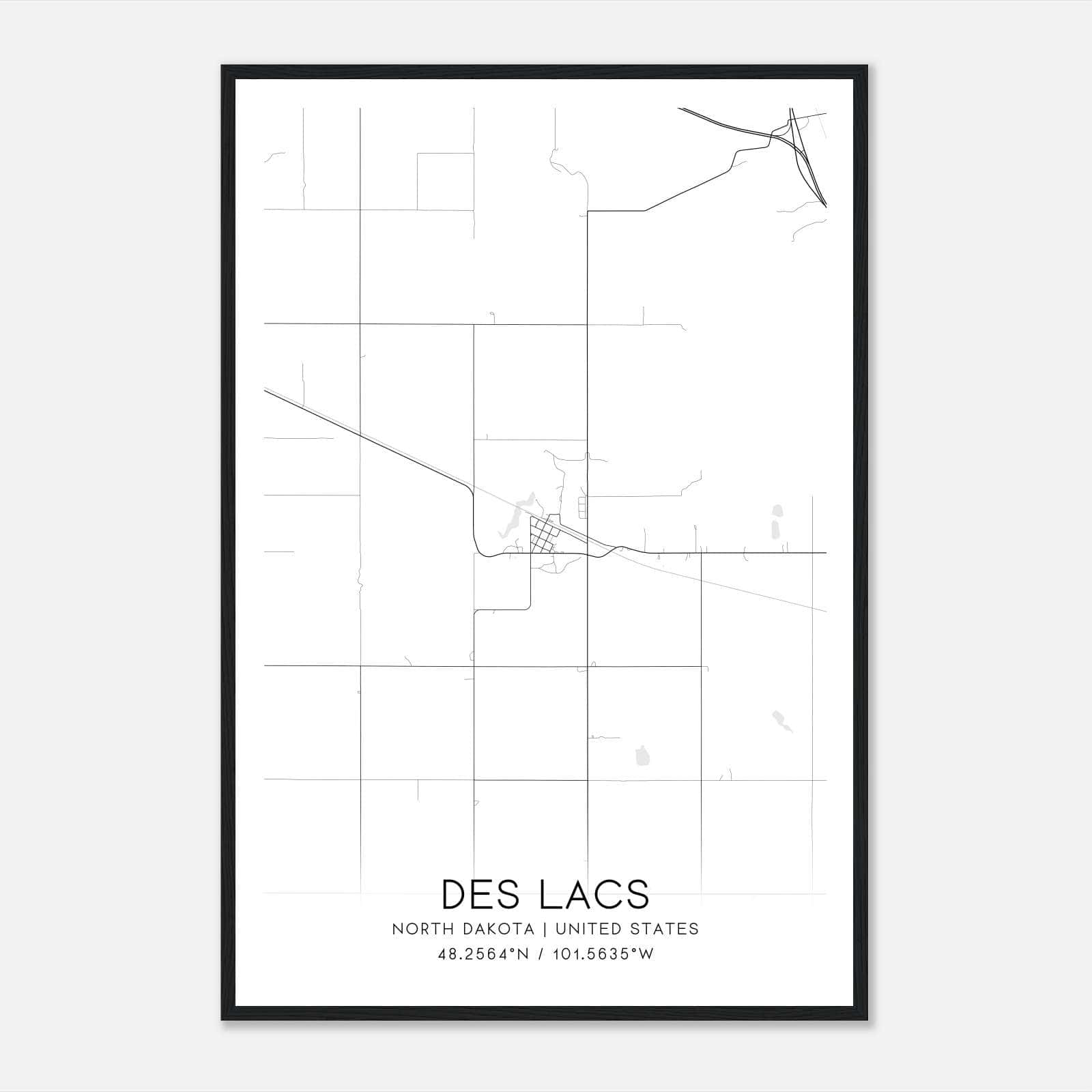 Des Lacs North Dakota Map Poster, Modern Home Decor Wall Art Print Des Lacs North Dakota Map Poster, Modern Home Decor Wall Art Print