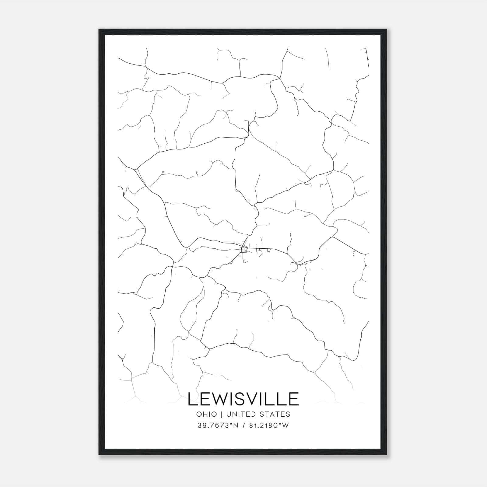 Lewisville Ohio Map Poster, Modern Home Decor Wall Art Print Lewisville Ohio Map Poster, Modern Home Decor Wall Art Print