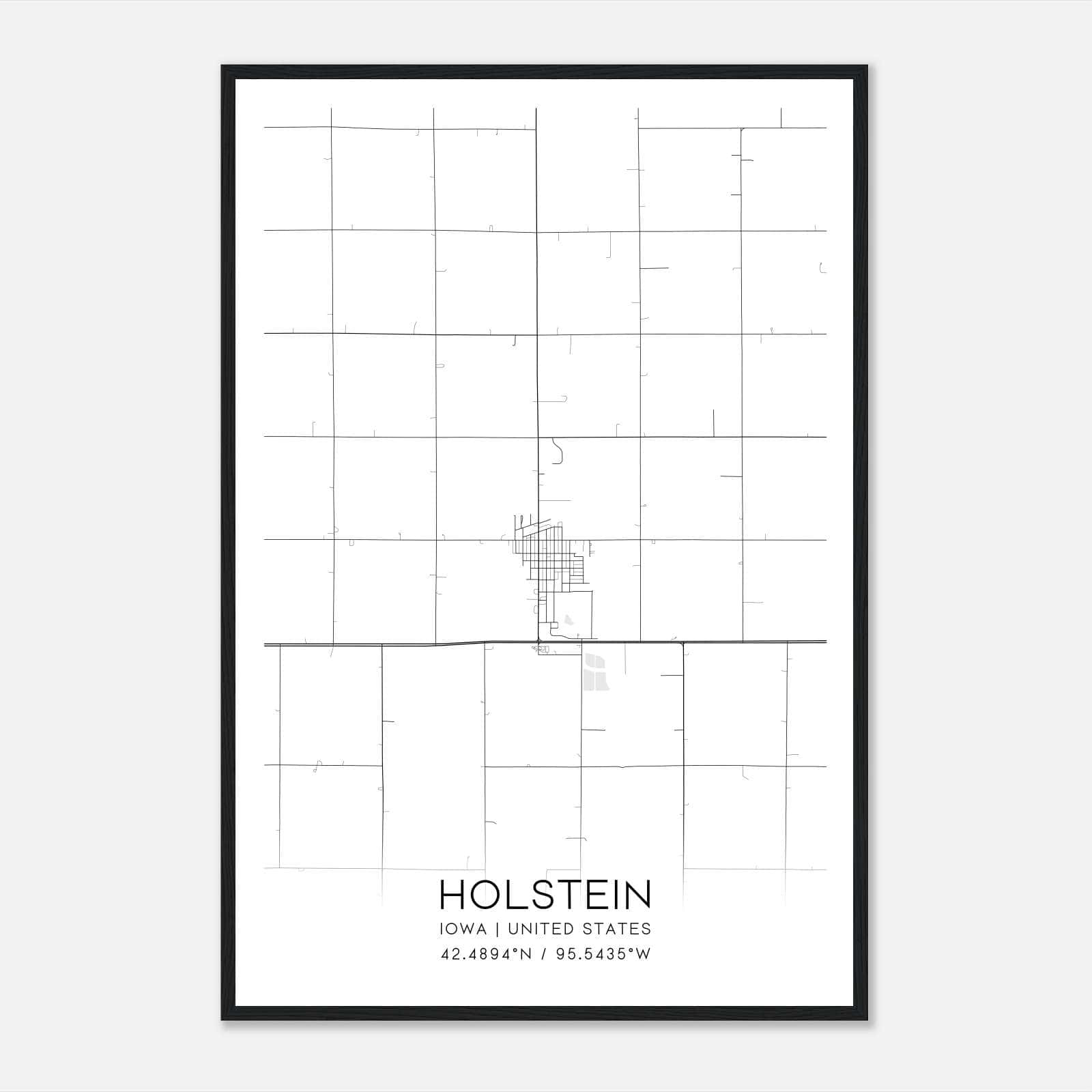 Holstein Iowa Map Poster, Modern Home Decor Wall Art Print Holstein Iowa Map Poster, Modern Home Decor Wall Art Print