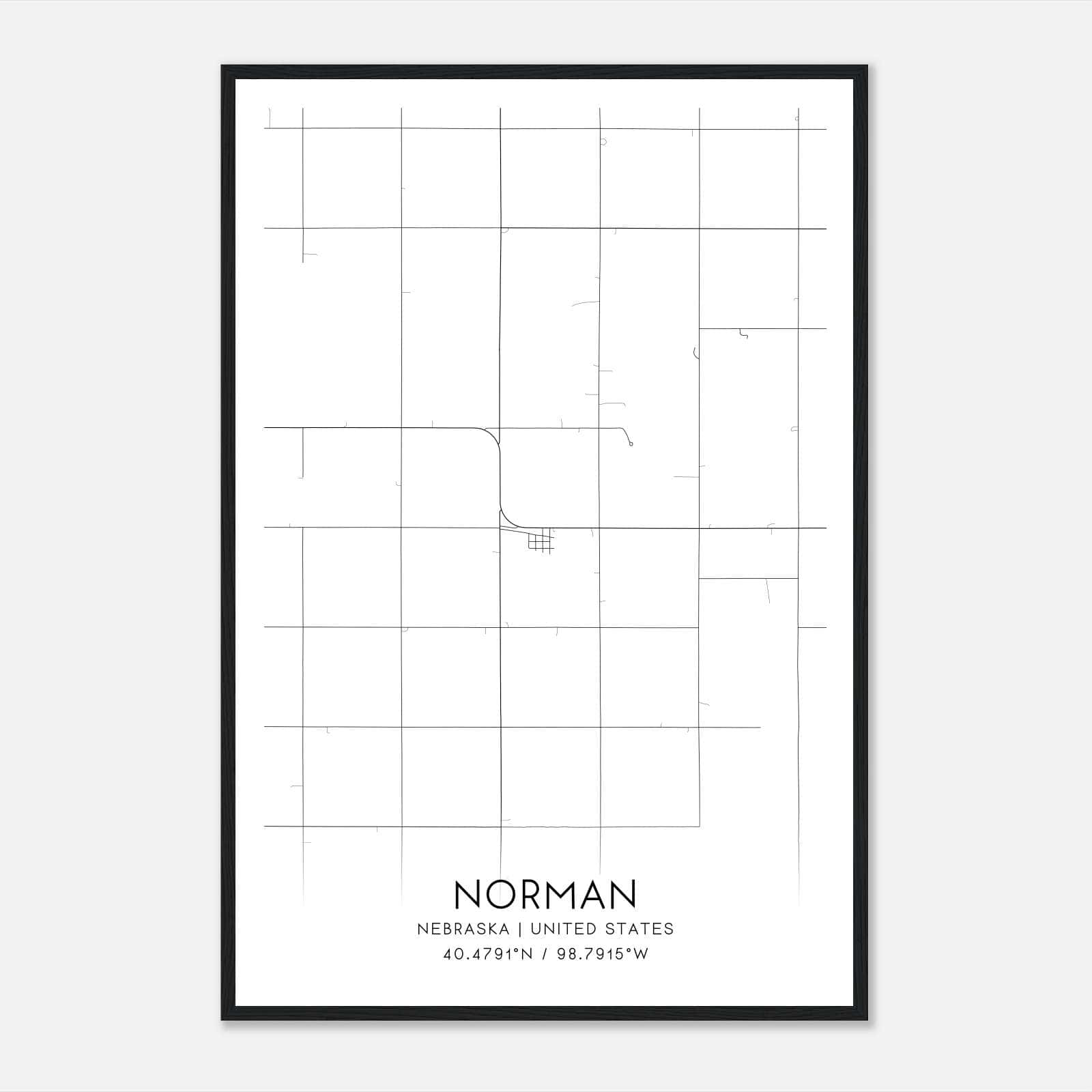 Norman Nebraska Map Poster, Modern Home Decor Wall Art Print Norman Nebraska Map Poster, Modern Home Decor Wall Art Print