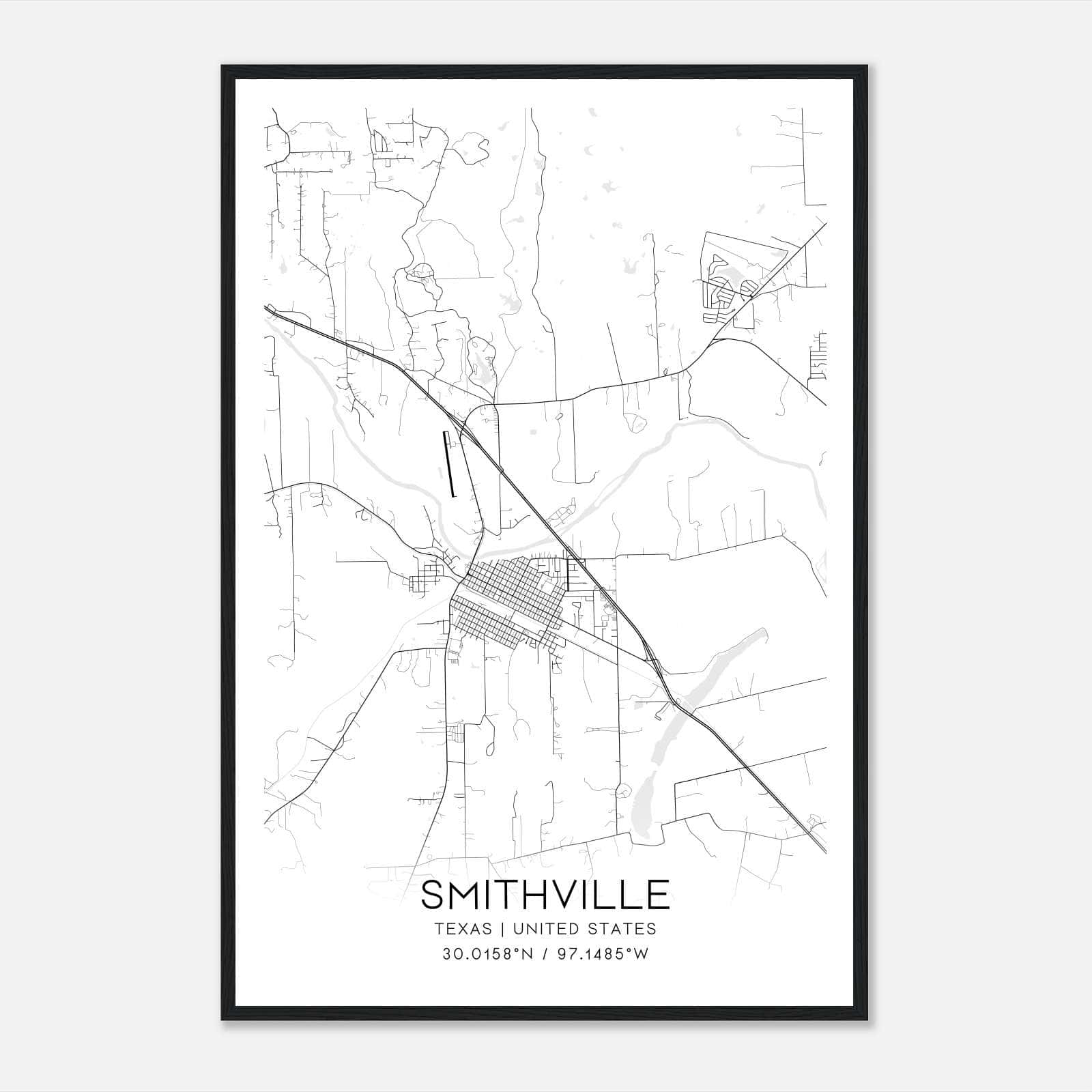 Smithville Texas Map Poster, Modern Home Decor Wall Art Print Smithville Texas Map Poster, Modern Home Decor Wall Art Print