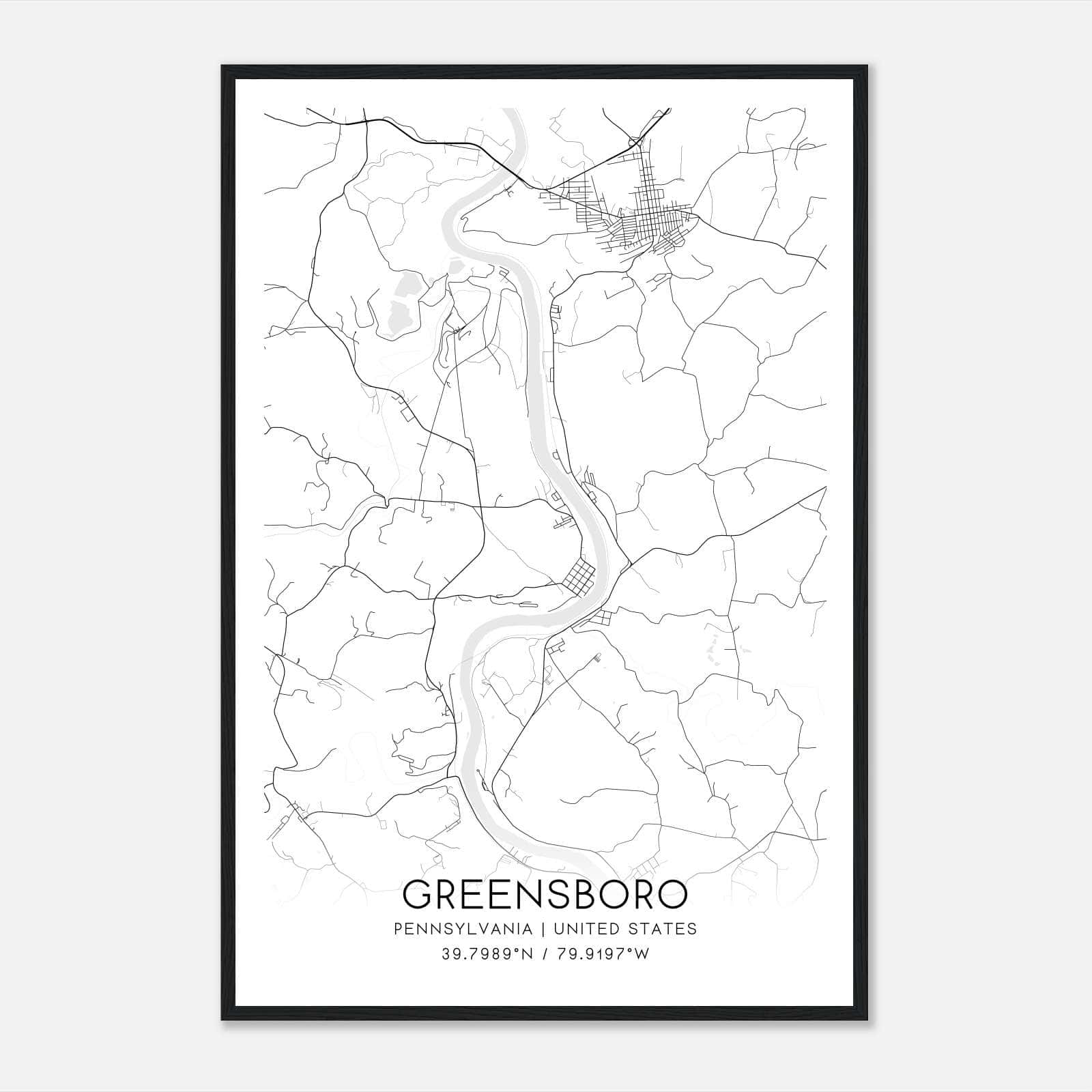 Greensboro Pennsylvania Map Poster, Modern Home Decor Wall Art Print Greensboro Pennsylvania Map Poster, Modern Home Decor Wall Art Print