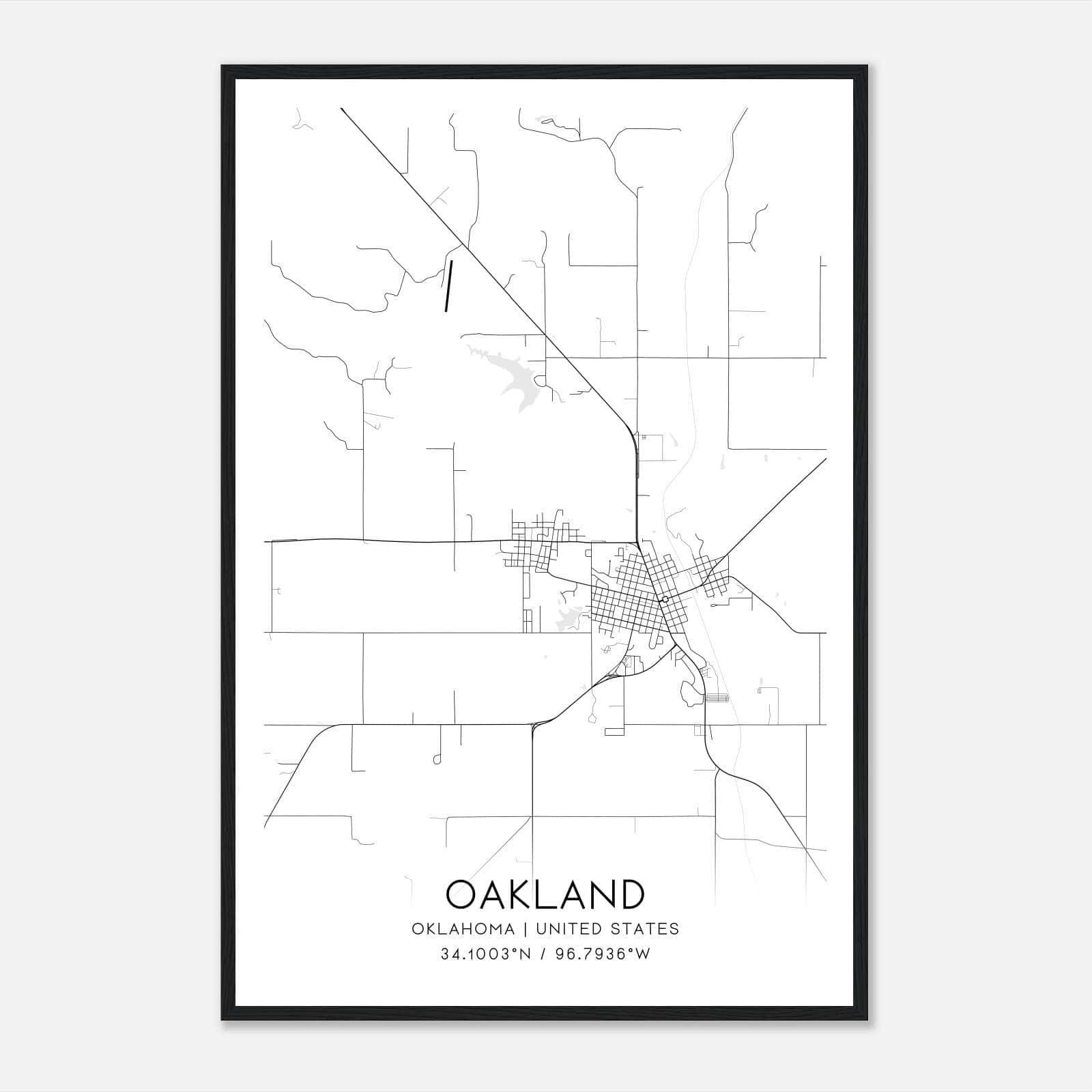 Oakland Oklahoma Map Poster, Modern Home Decor Wall Art Print Oakland Oklahoma Map Poster, Modern Home Decor Wall Art Print