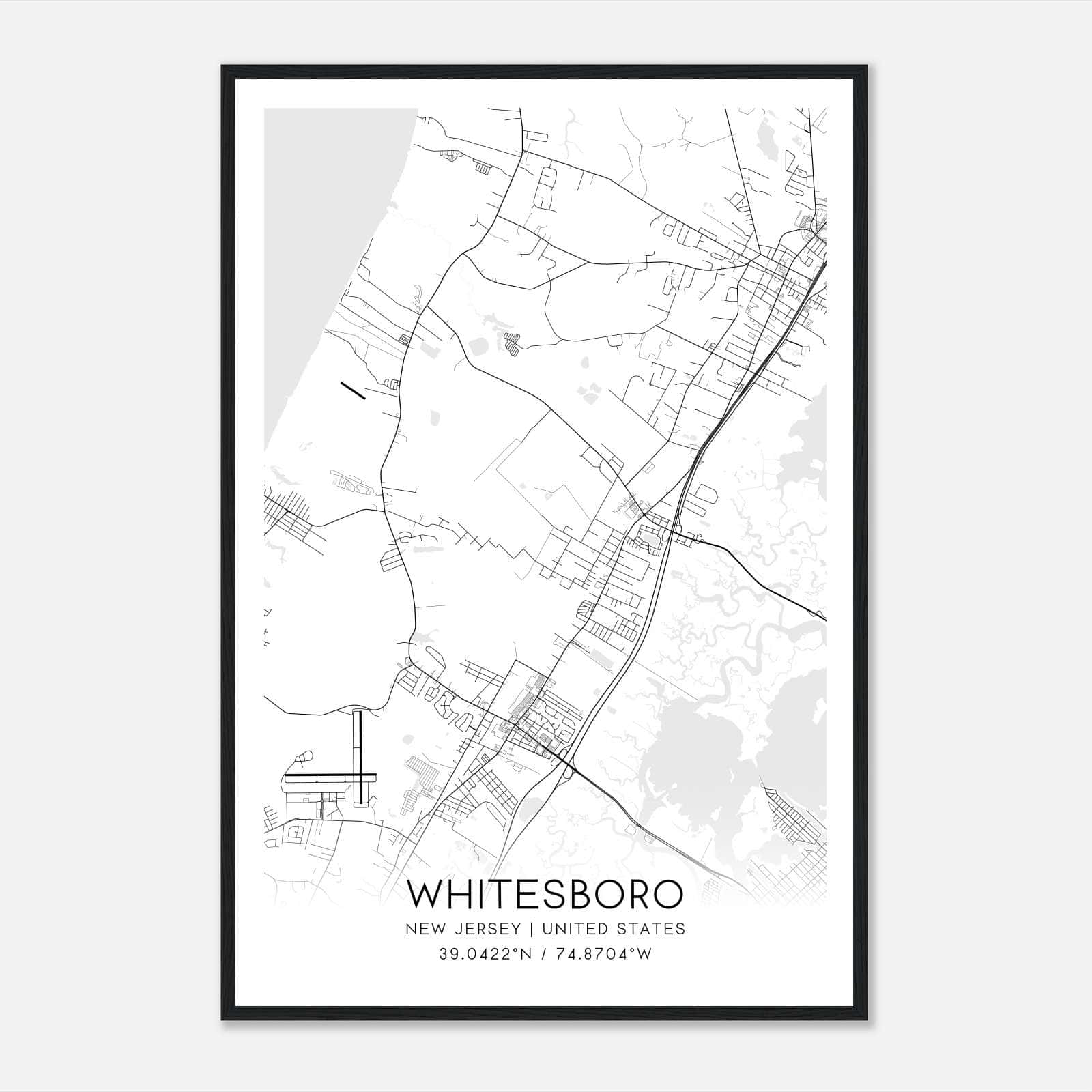 Whitesboro New Jersey Map Poster, Modern Home Decor Wall Art Print Whitesboro New Jersey Map Poster, Modern Home Decor Wall Art Print
