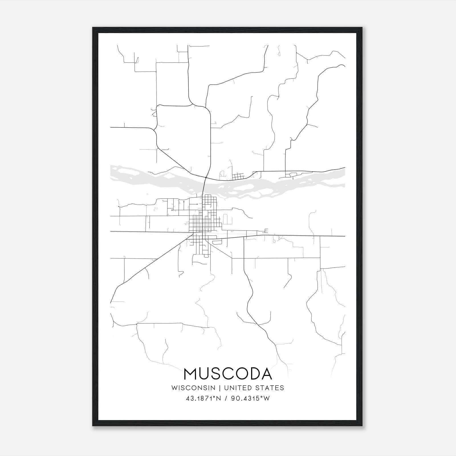 Muscoda Wisconsin Map Poster, Modern Home Decor Wall Art Print Muscoda Wisconsin Map Poster, Modern Home Decor Wall Art Print