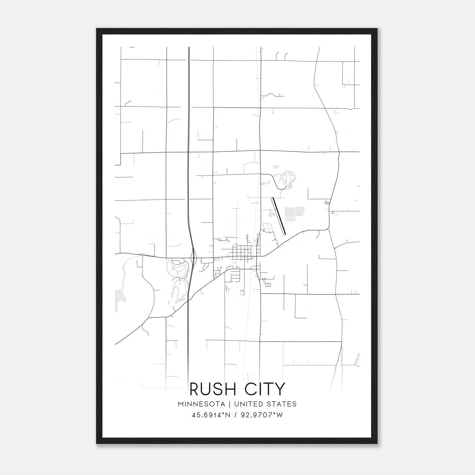 Rush City Minnesota Map Poster, Modern Home Decor Wall Art Print Rush City Minnesota Map Poster, Modern Home Decor Wall Art Print