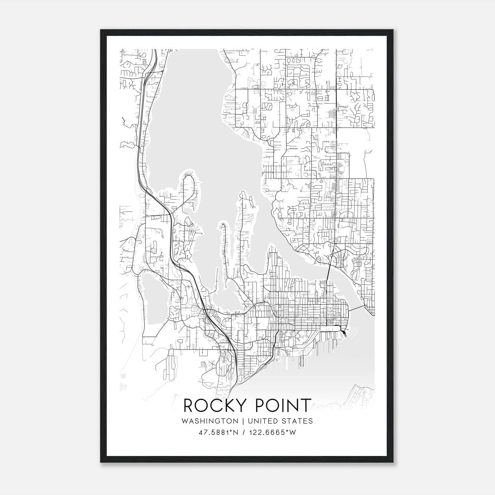 Rocky Point Washington Map Poster, Modern Home Decor Wall Art Print Rocky Point Washington Map Poster, Modern Home Decor Wall Art Print